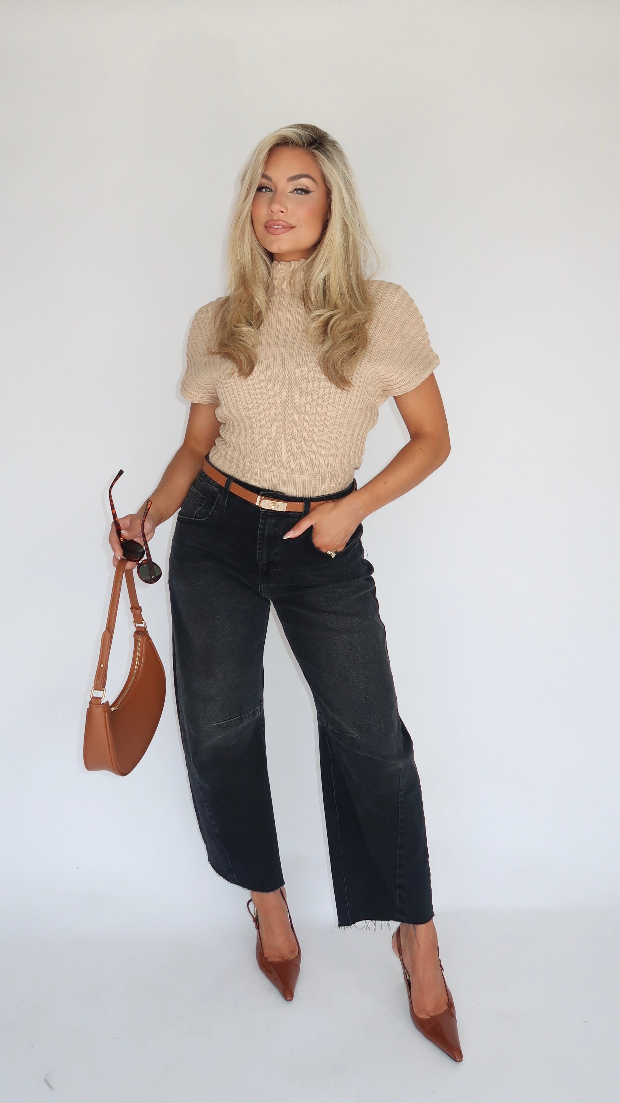TEDDY ASYMMETRICAL MOCK NECK SWEATER
