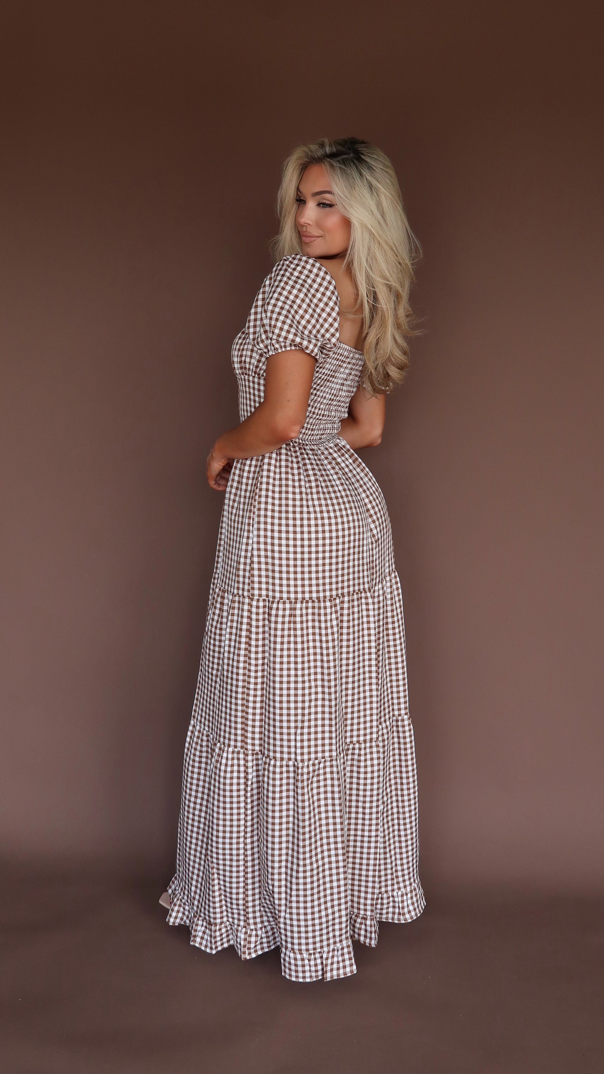 AUTUMN PICNIC GINGHAM MAXI DRESS