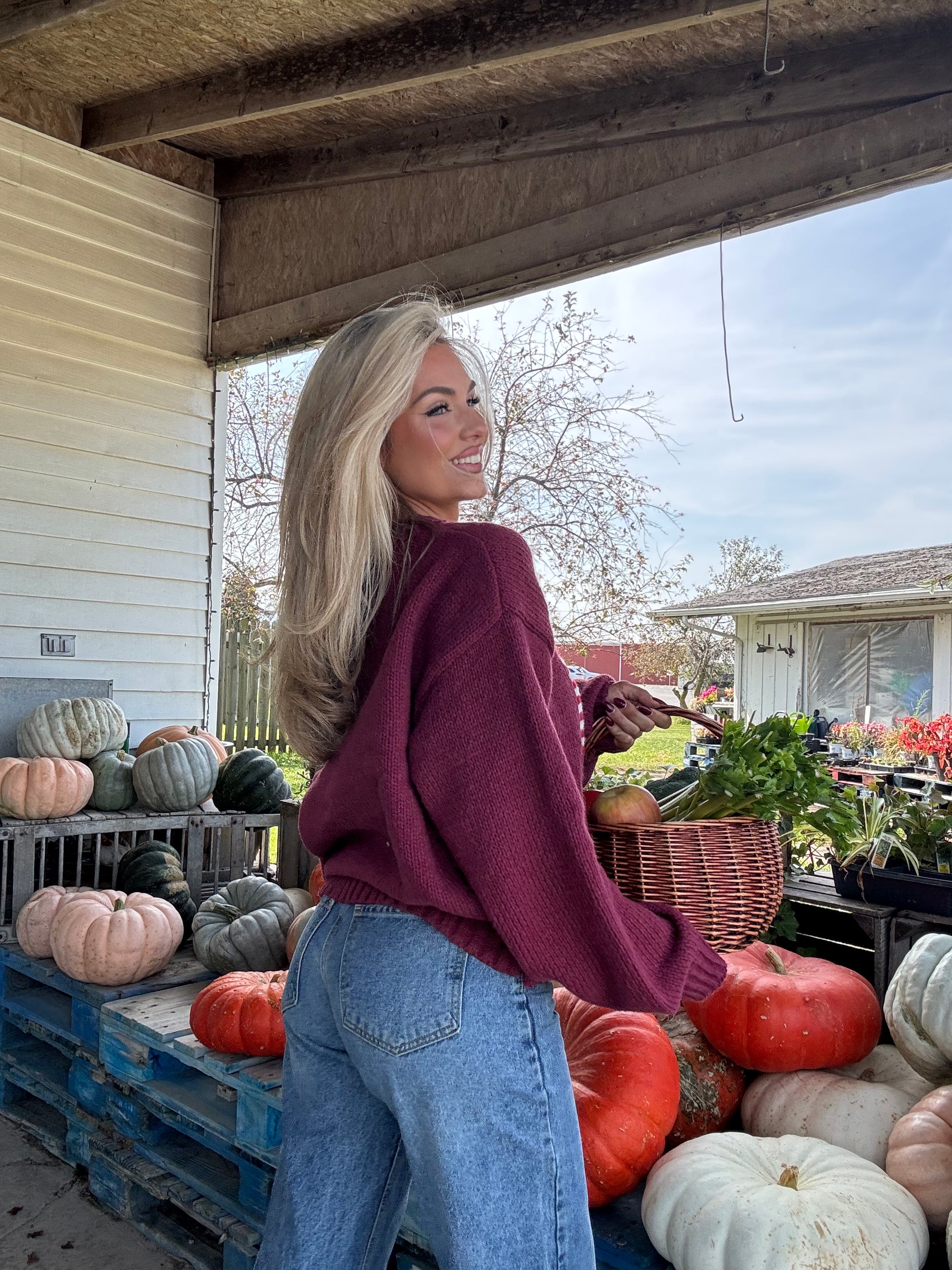 KIRK AMERICAN OFF THE SHOULDER KNIT SWEATER