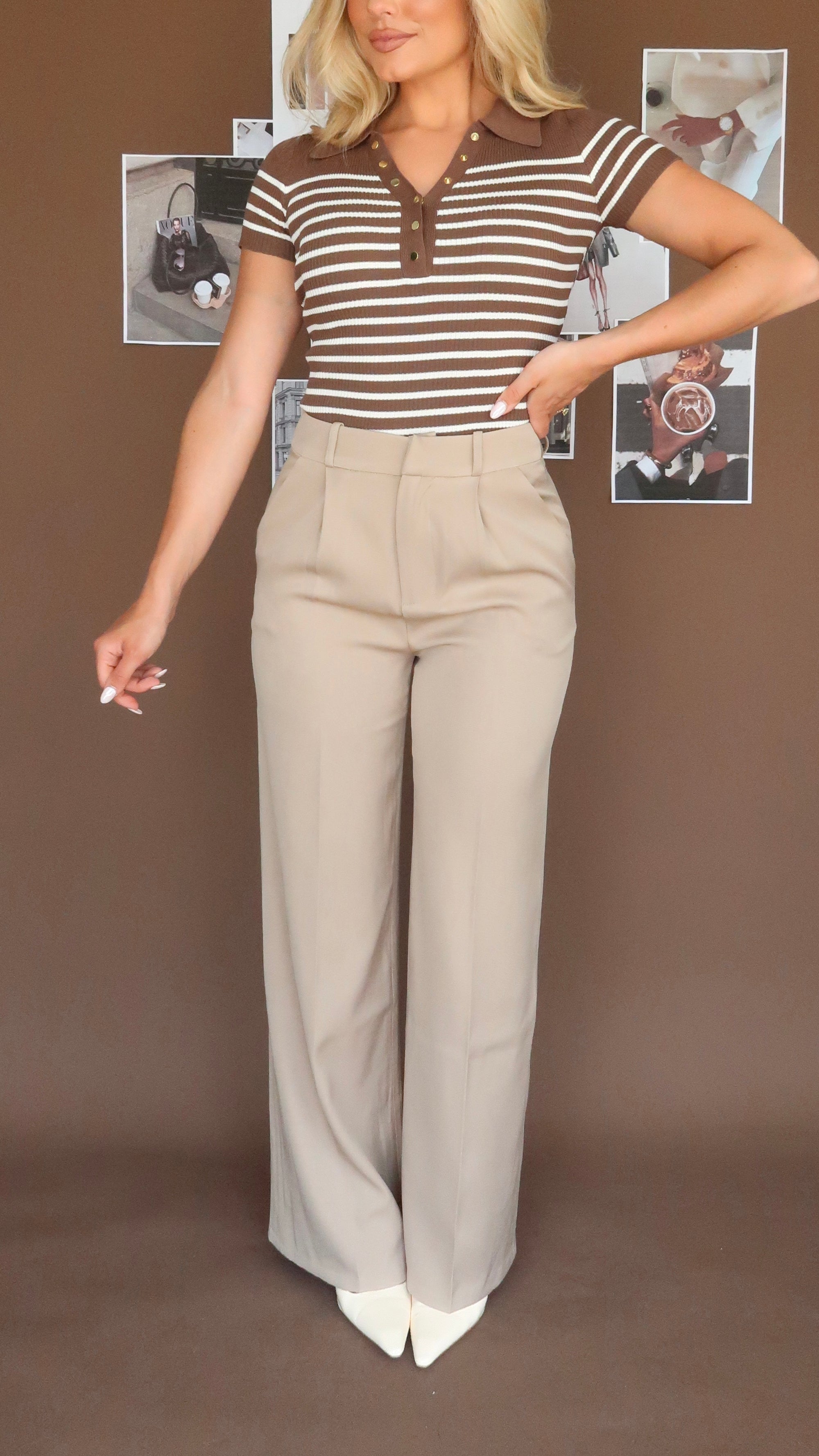 CAPPUCCINO HIGH WAISTED STRAIGHT LEG TROUSER PANT