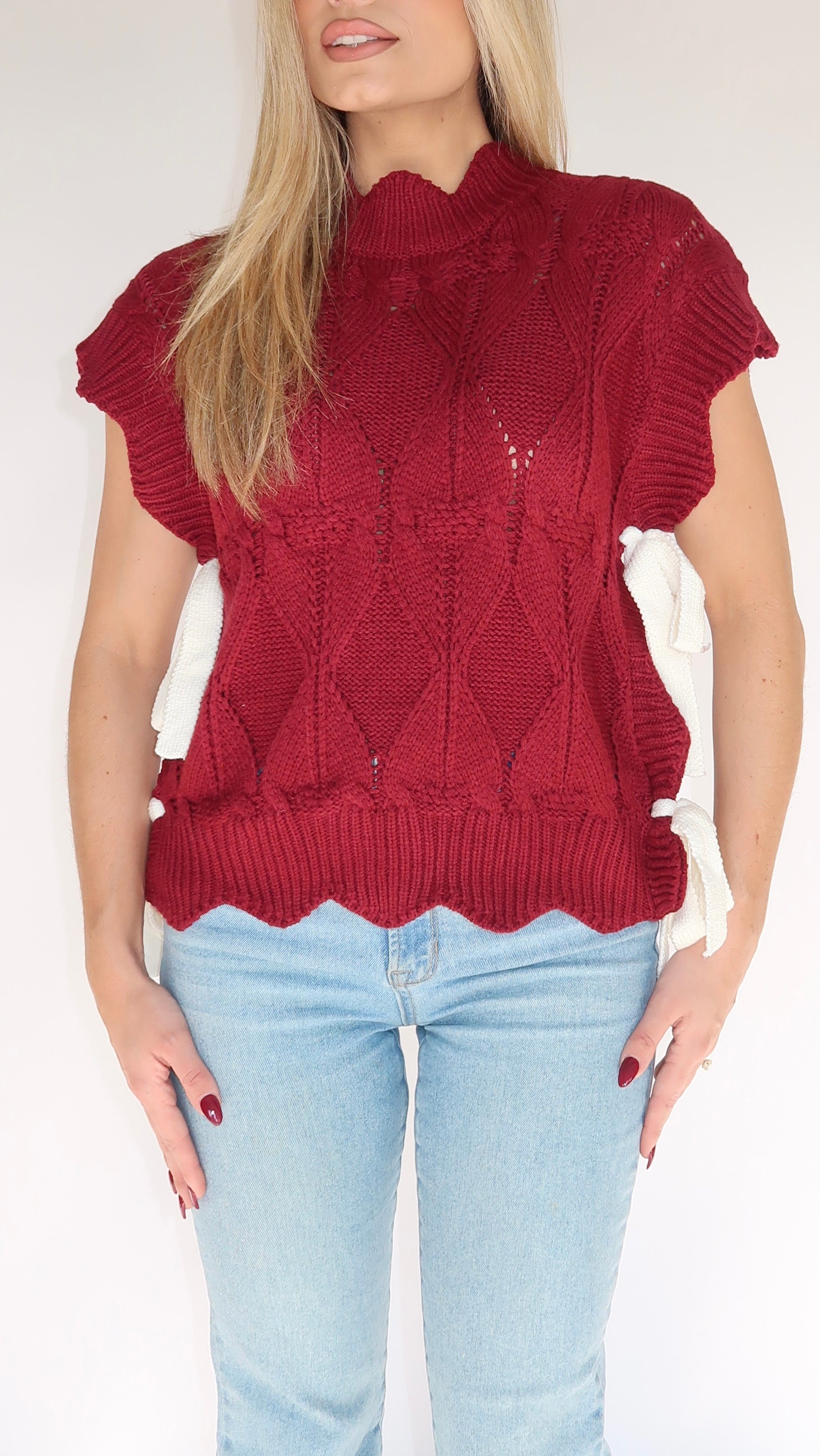 CRANBERRY BLISS BOW SWEATER VEST