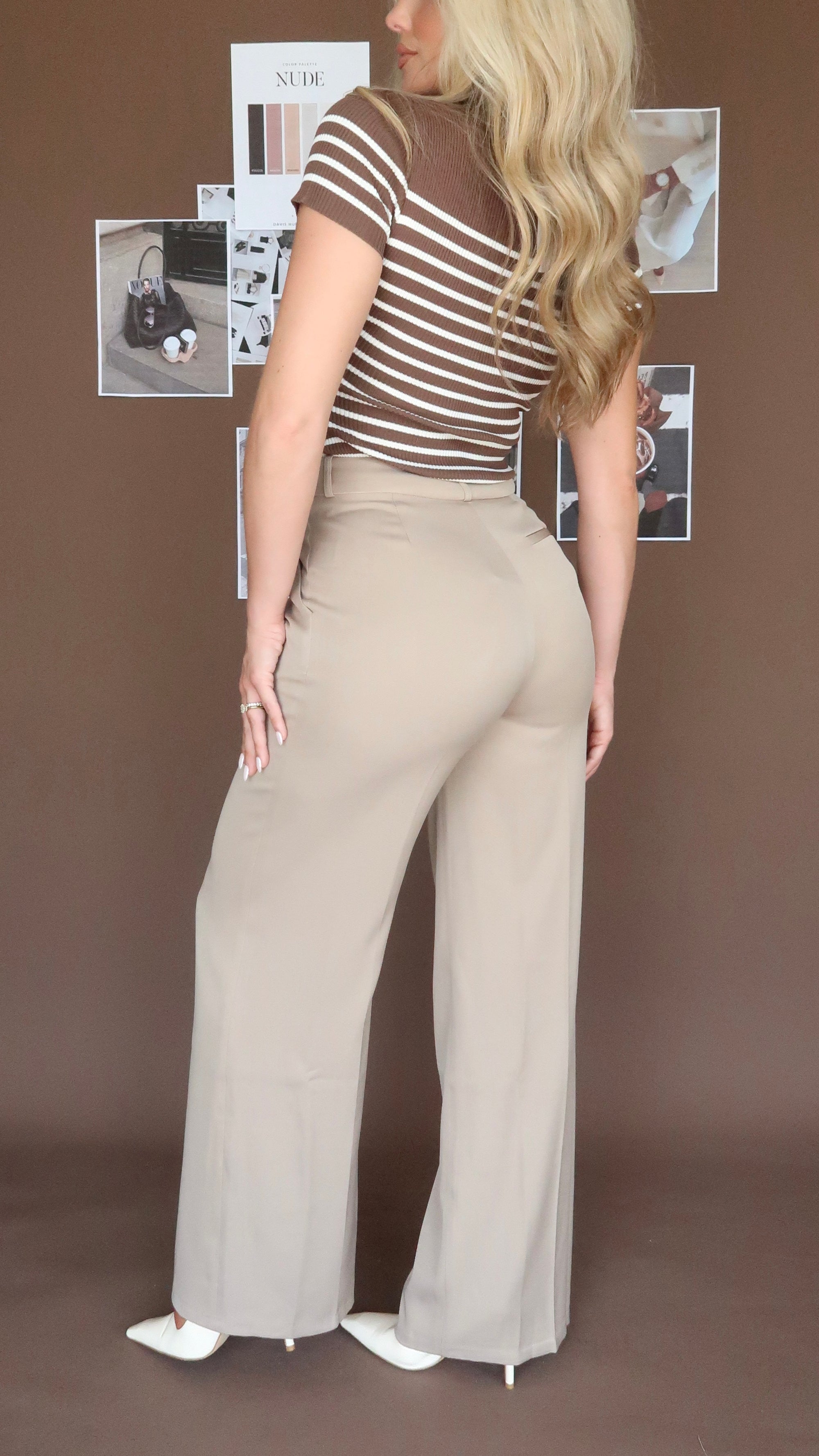 CAPPUCCINO HIGH WAISTED STRAIGHT LEG TROUSER PANT
