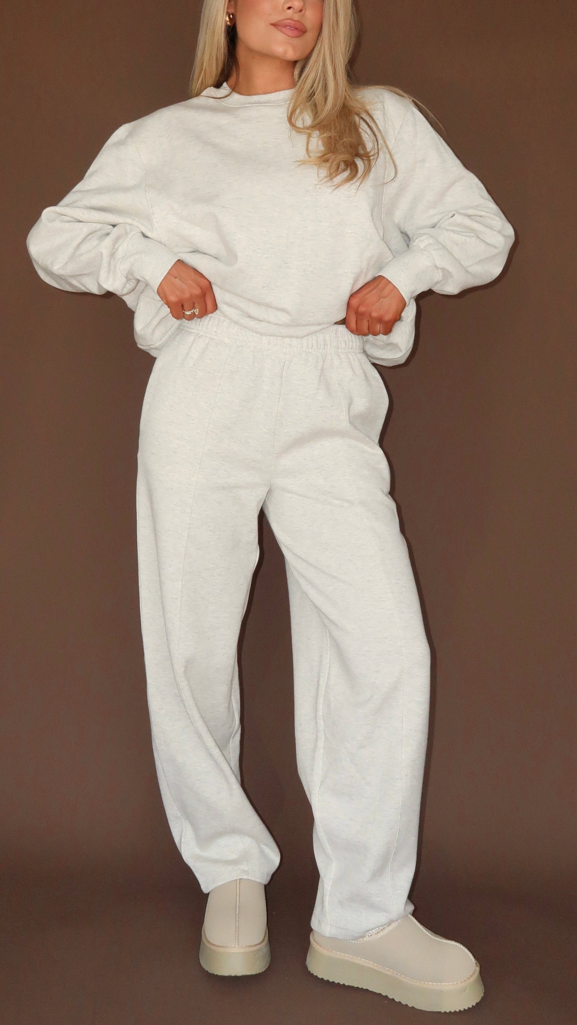 TEDDI BARREL HIGH WAISTED SWEATPANTS HEATHER GREY