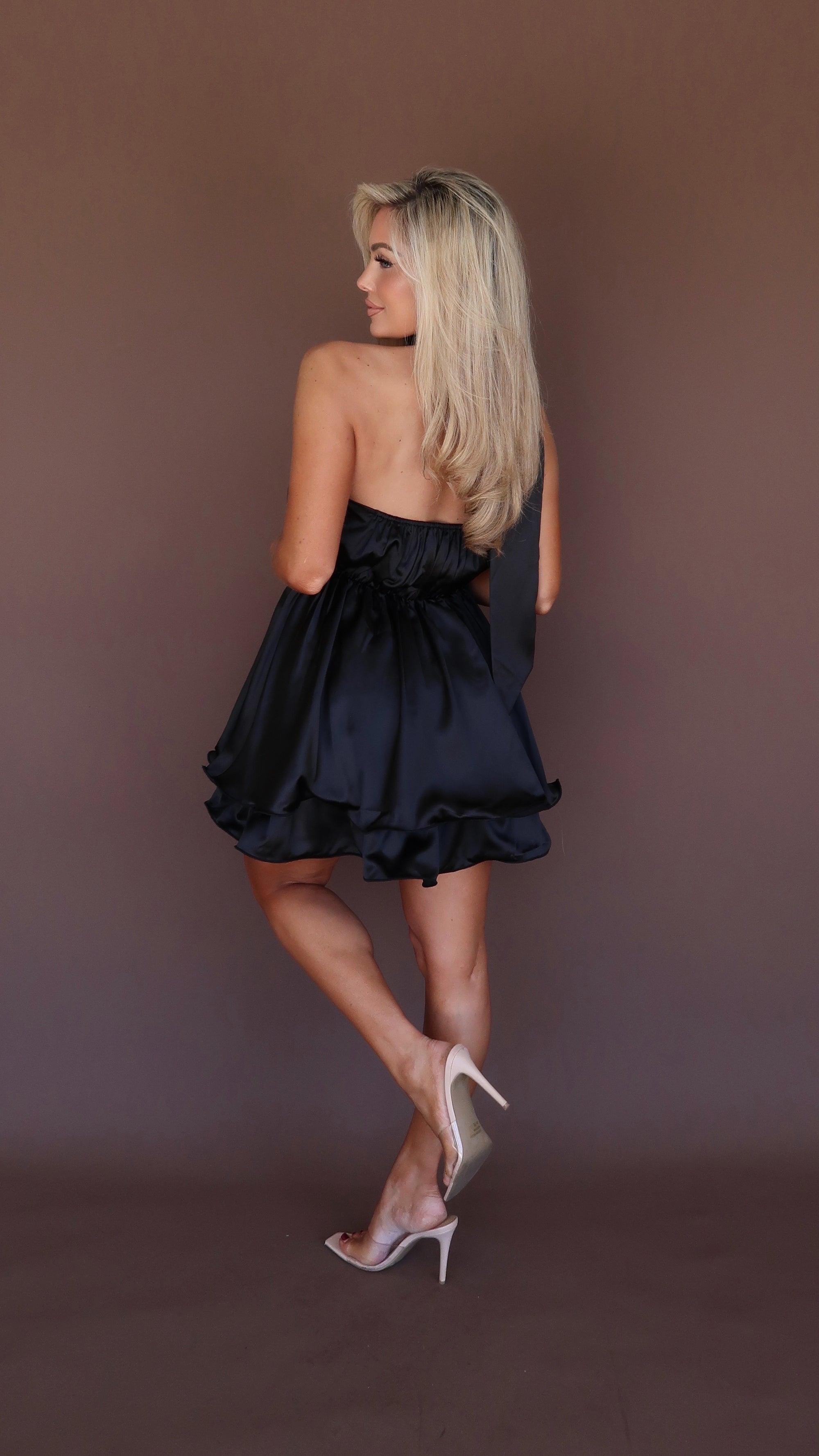 BRYN BUBBLE MINI DRESS BLACK