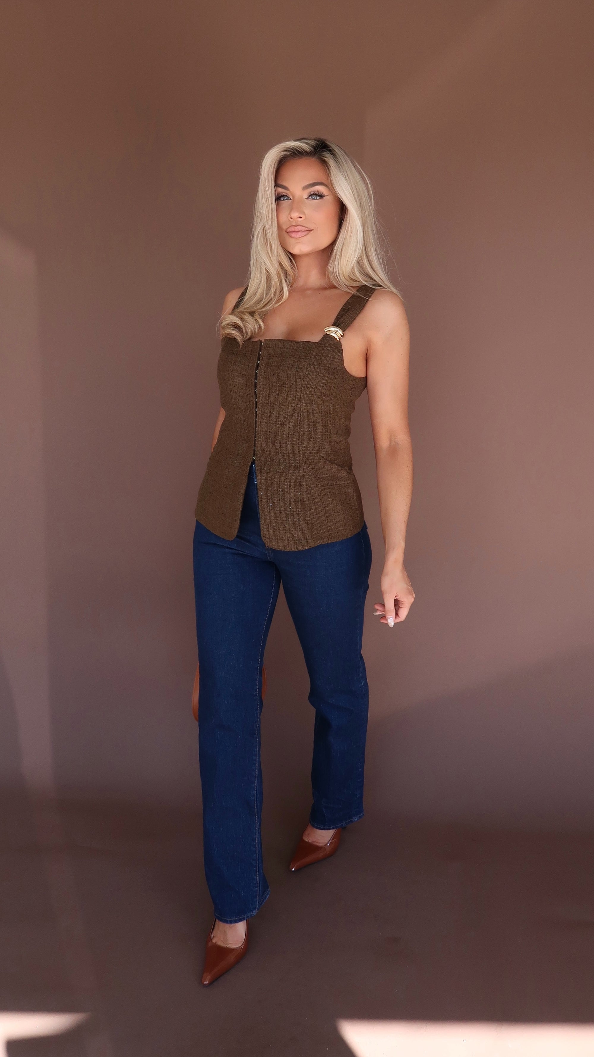 VIENNA TWEED STRUCTURED TOP OLIVE
