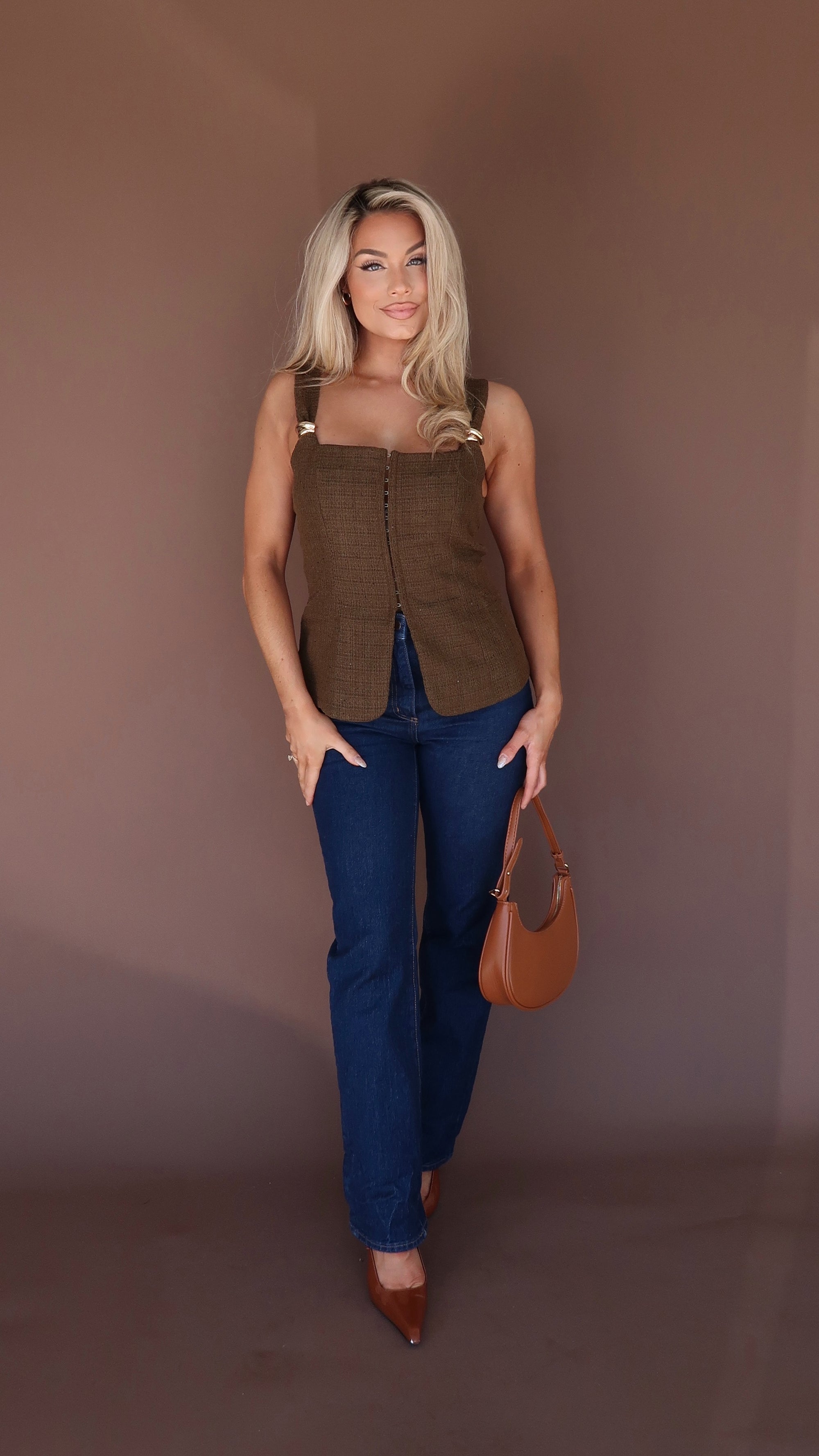 VIENNA TWEED STRUCTURED TOP OLIVE