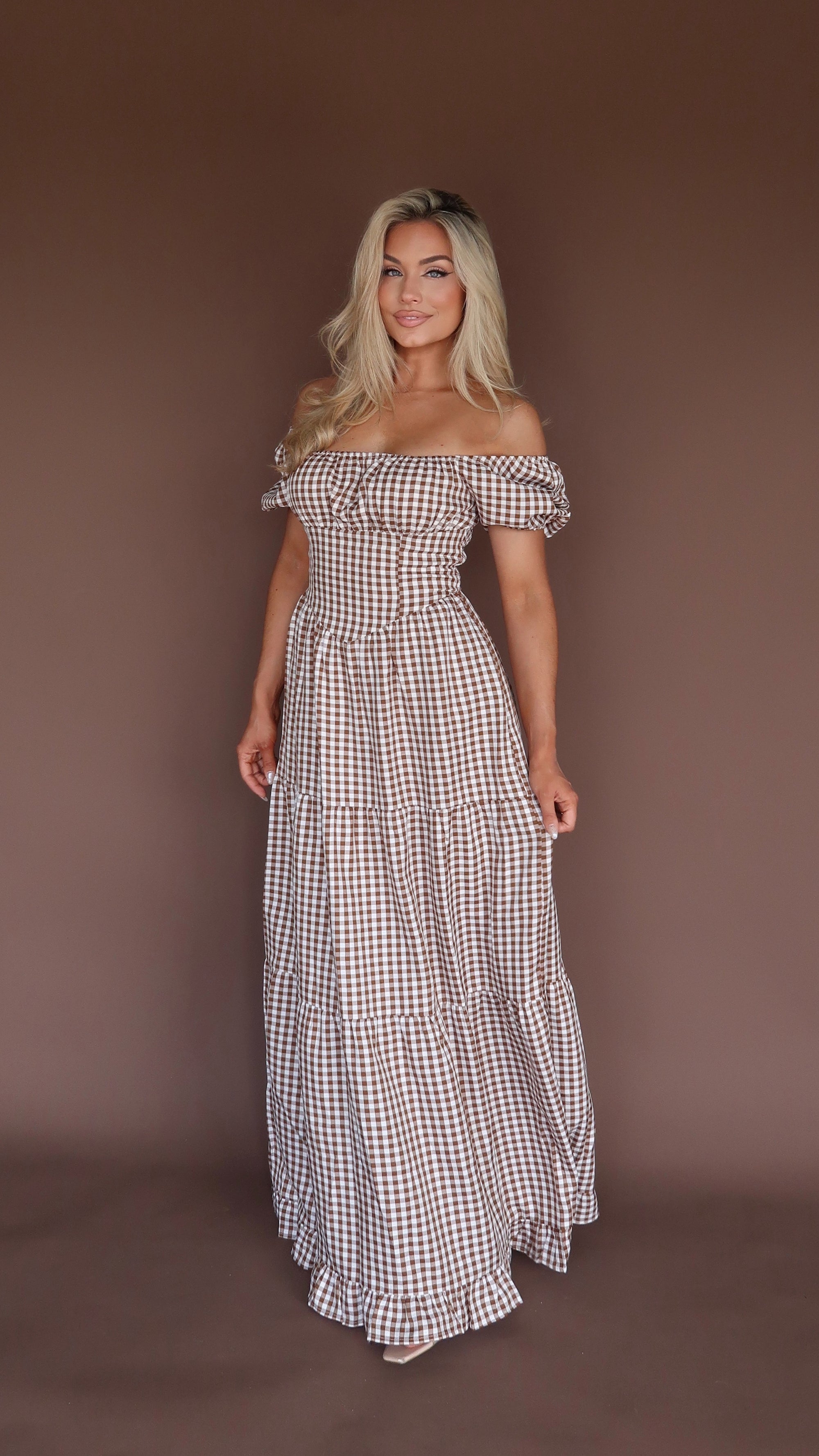 AUTUMN PICNIC GINGHAM MAXI DRESS