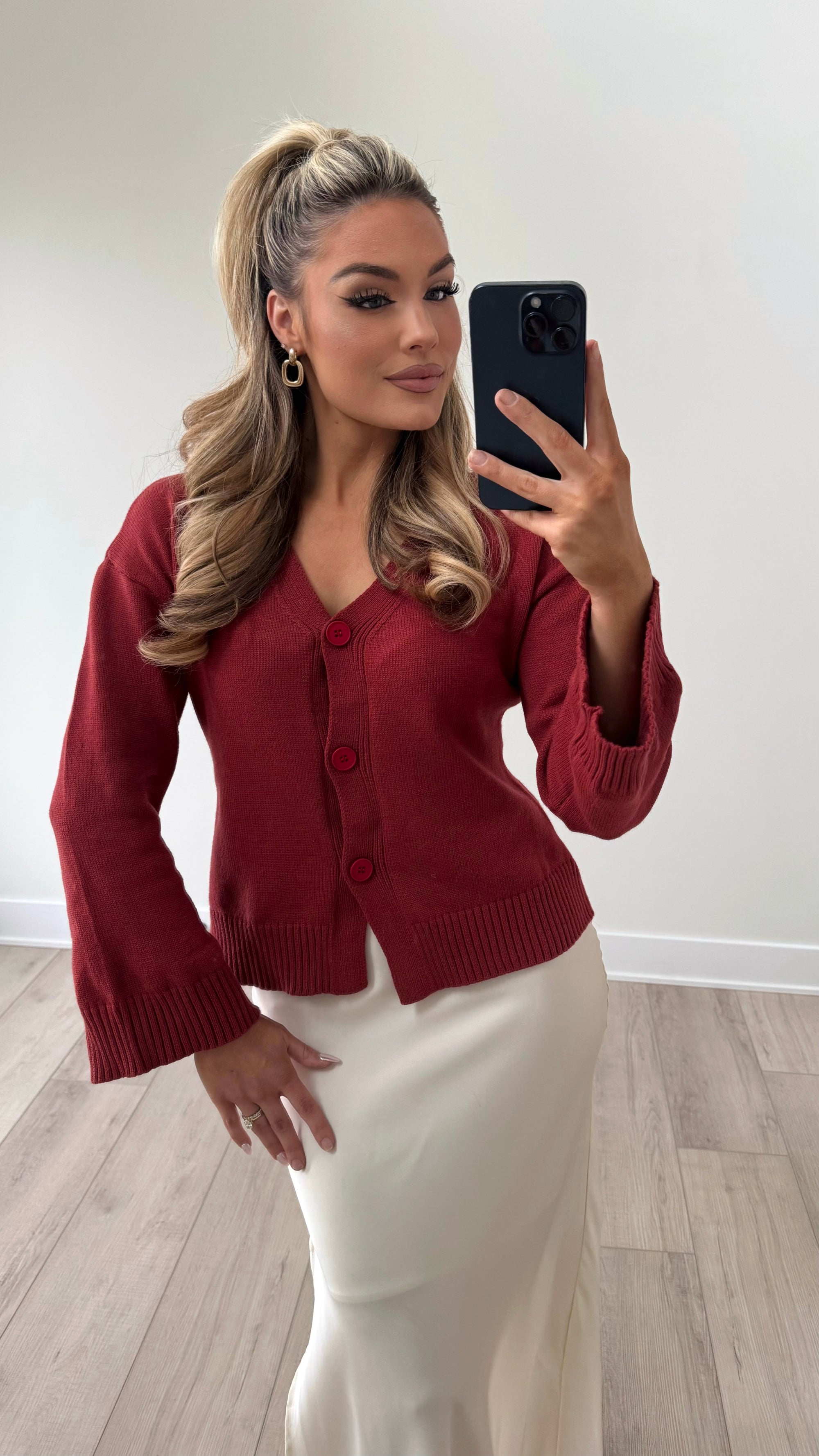 CANDICE CINCH WAIST RUST SWEATER TOP