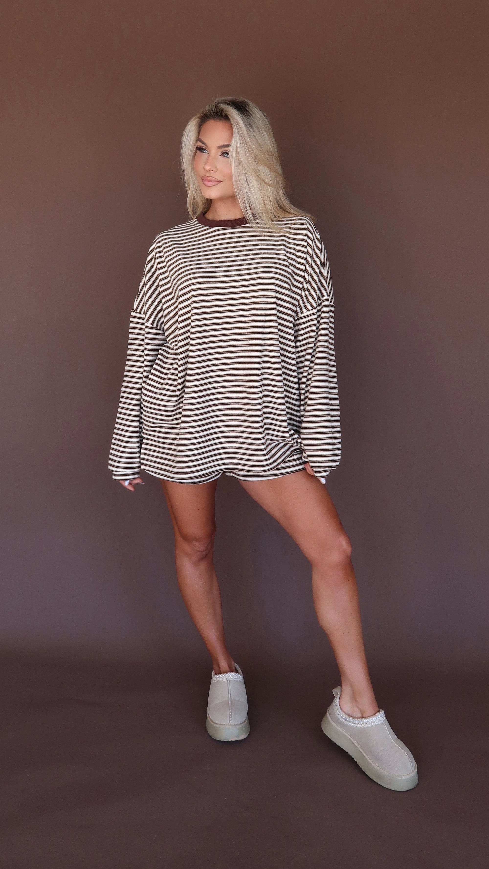 CINNAMON STRIPED LOUNGE TOP