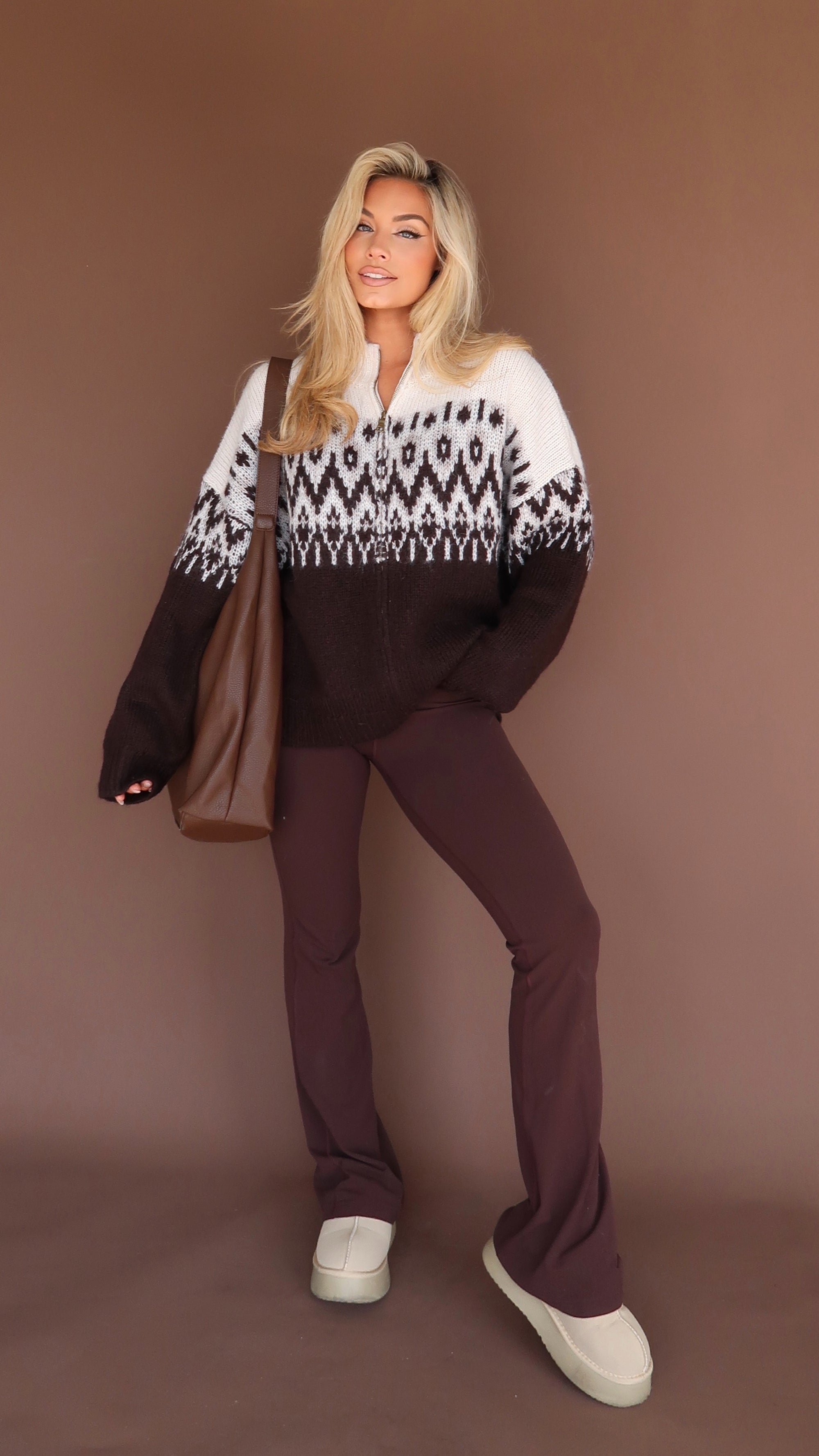 FAIRE ISLE ZIP UP SWEATER