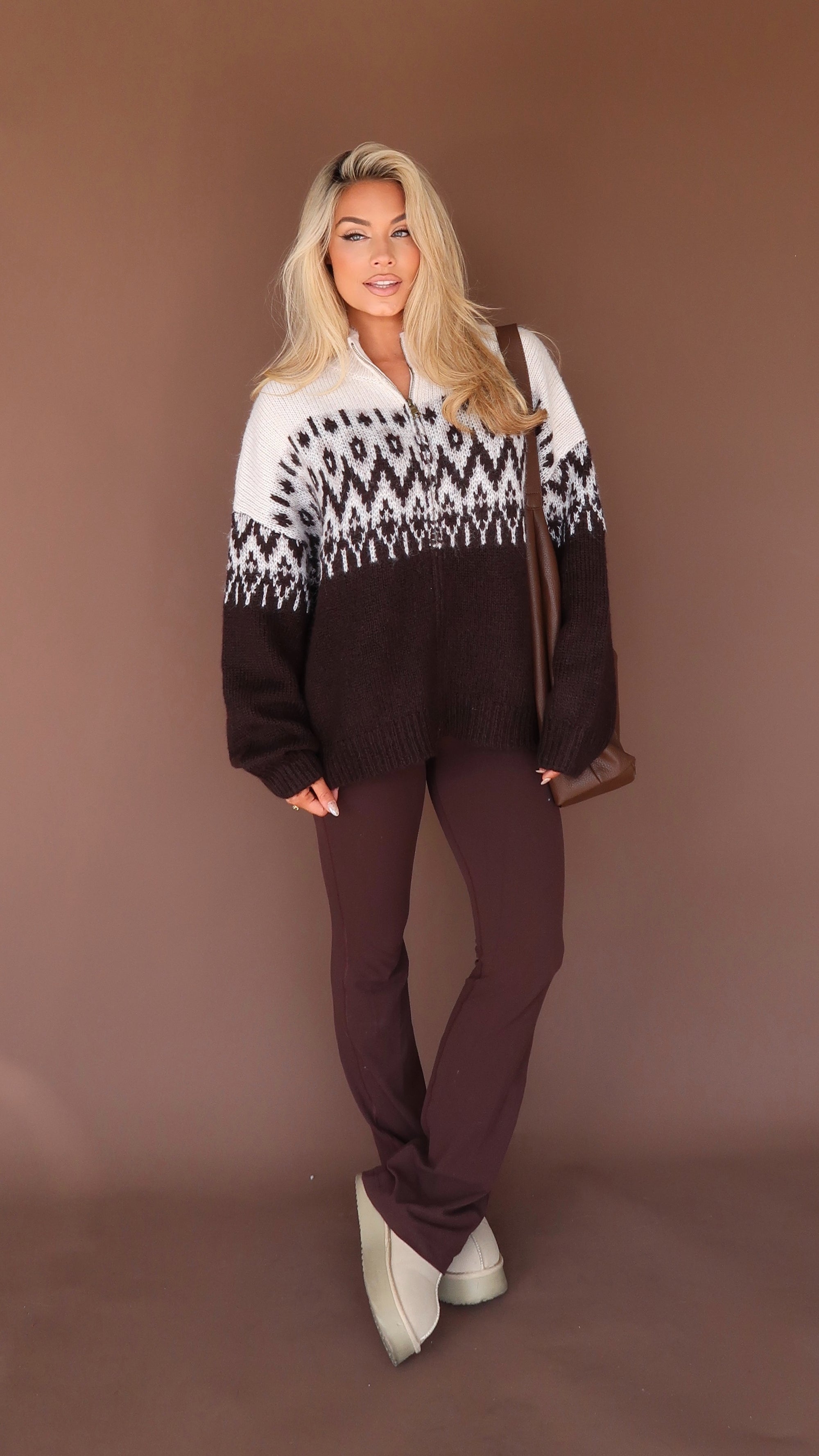 FAIRE ISLE ZIP UP SWEATER