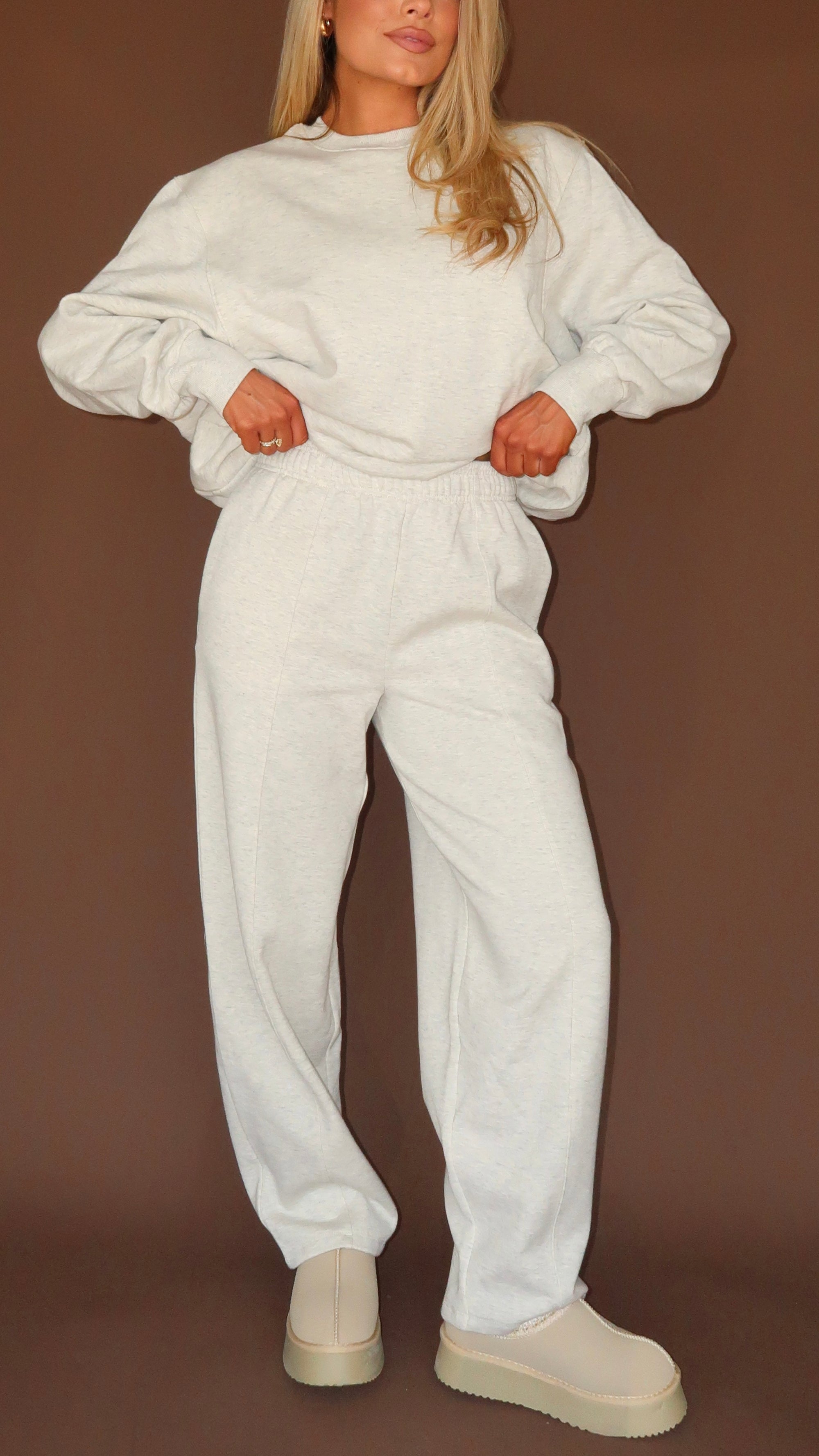 TEDDI BARREL HIGH WAISTED SWEATPANTS HEATHER GREY