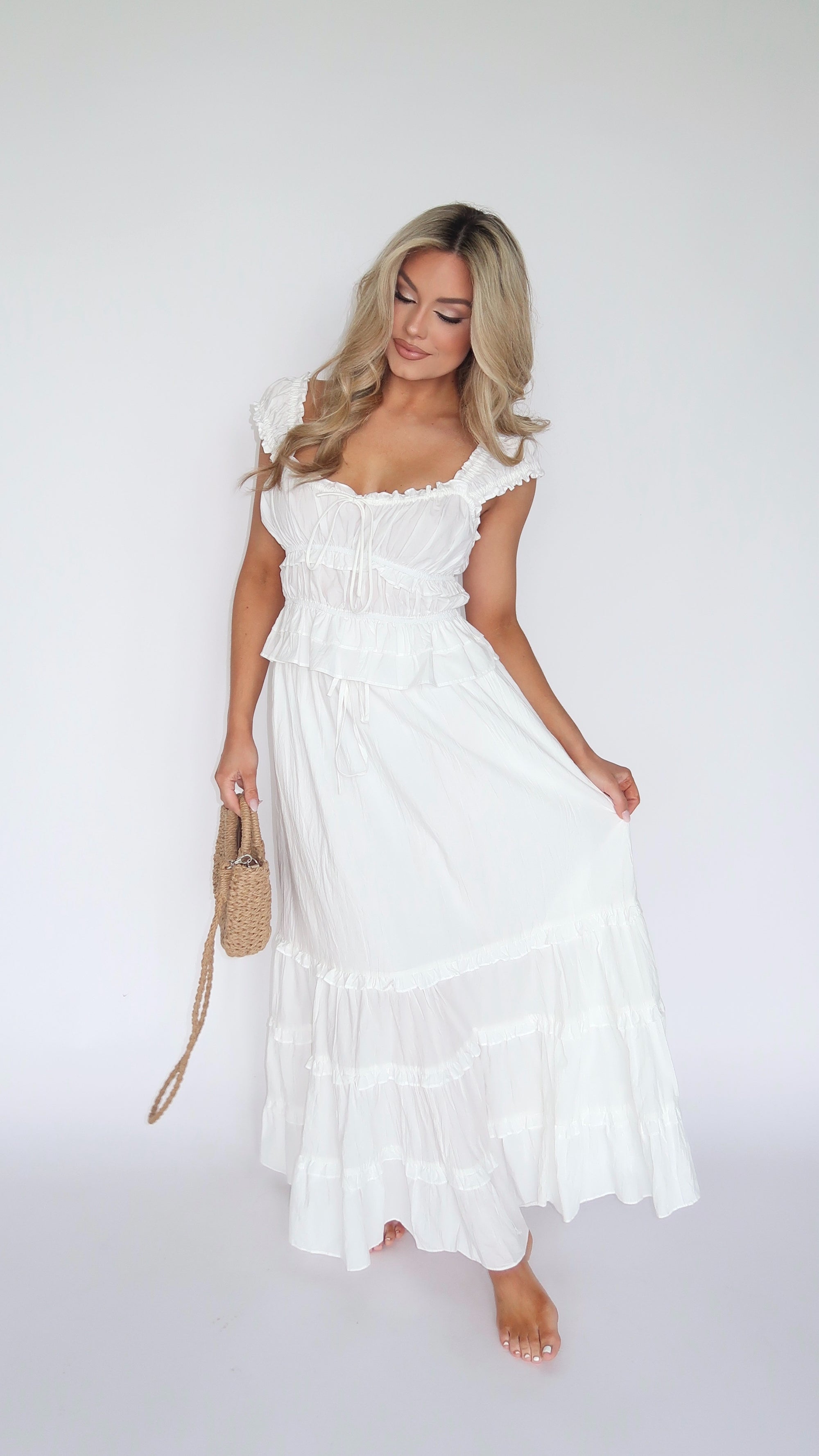 SOUTHERN BELLE WHITE RUCHED TOP