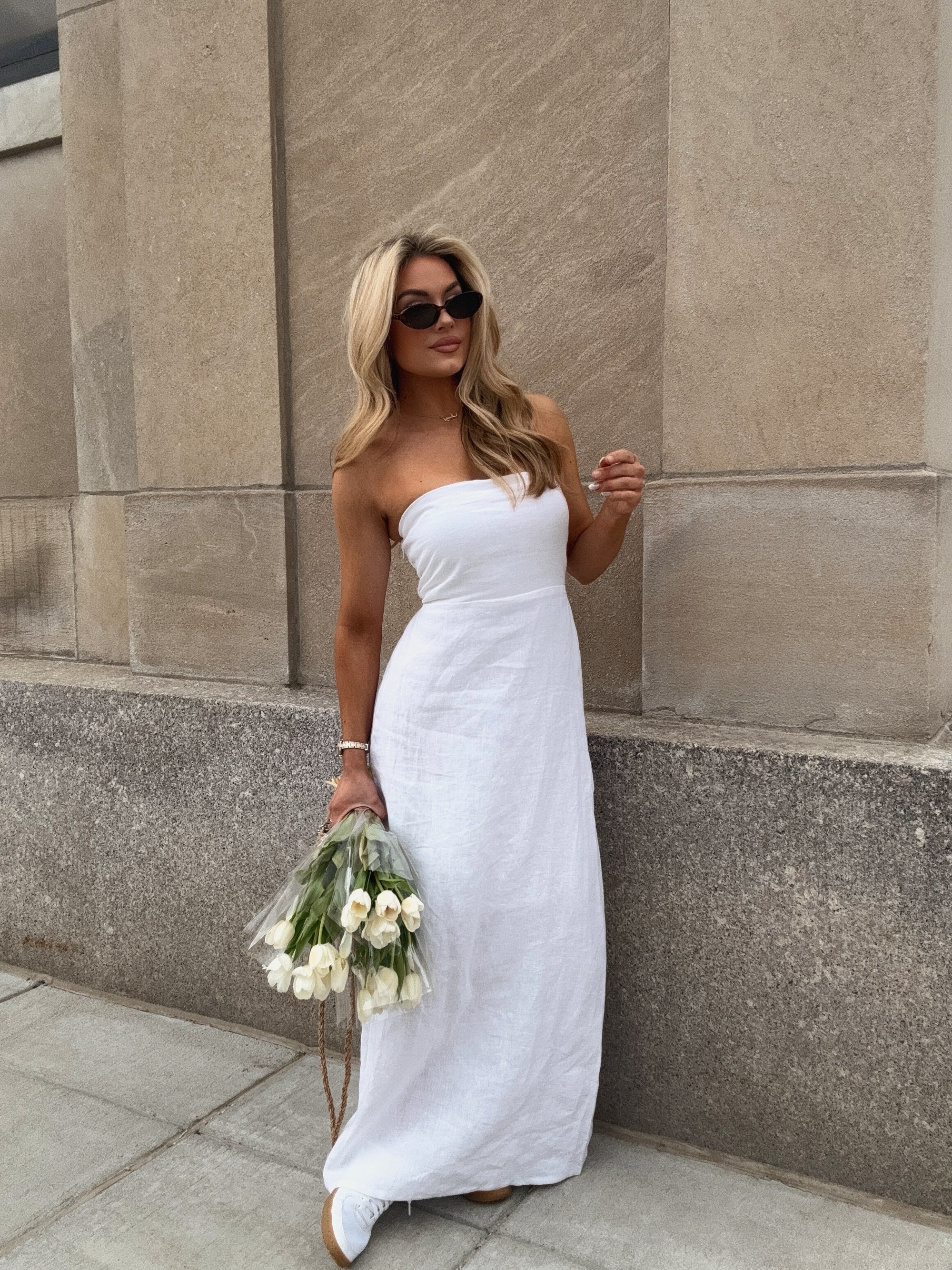 ISLA SANDS LINEN MAXI DRESS WHITE