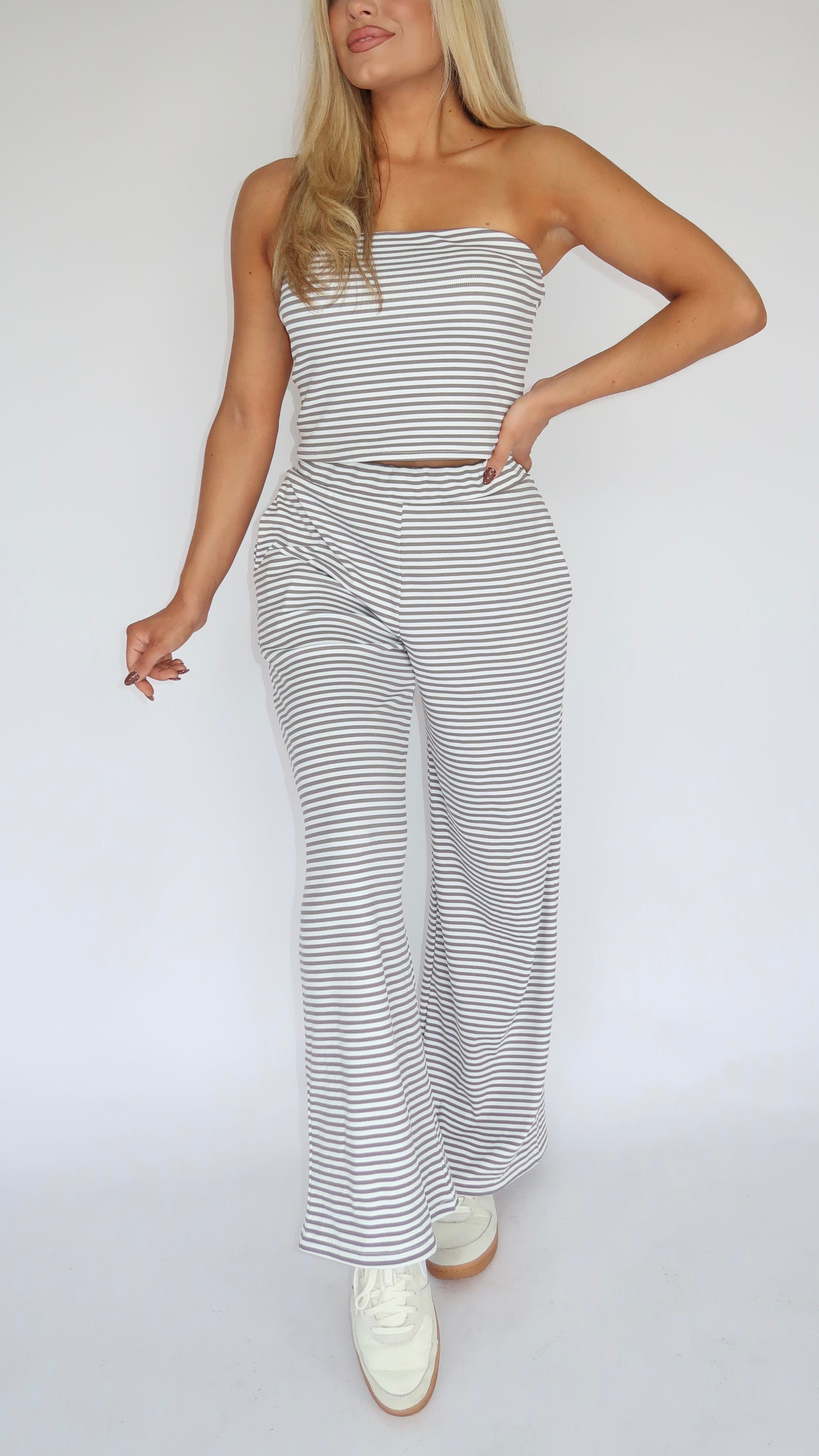 COTTAGE STRIPED LOUNG PANTS GREY