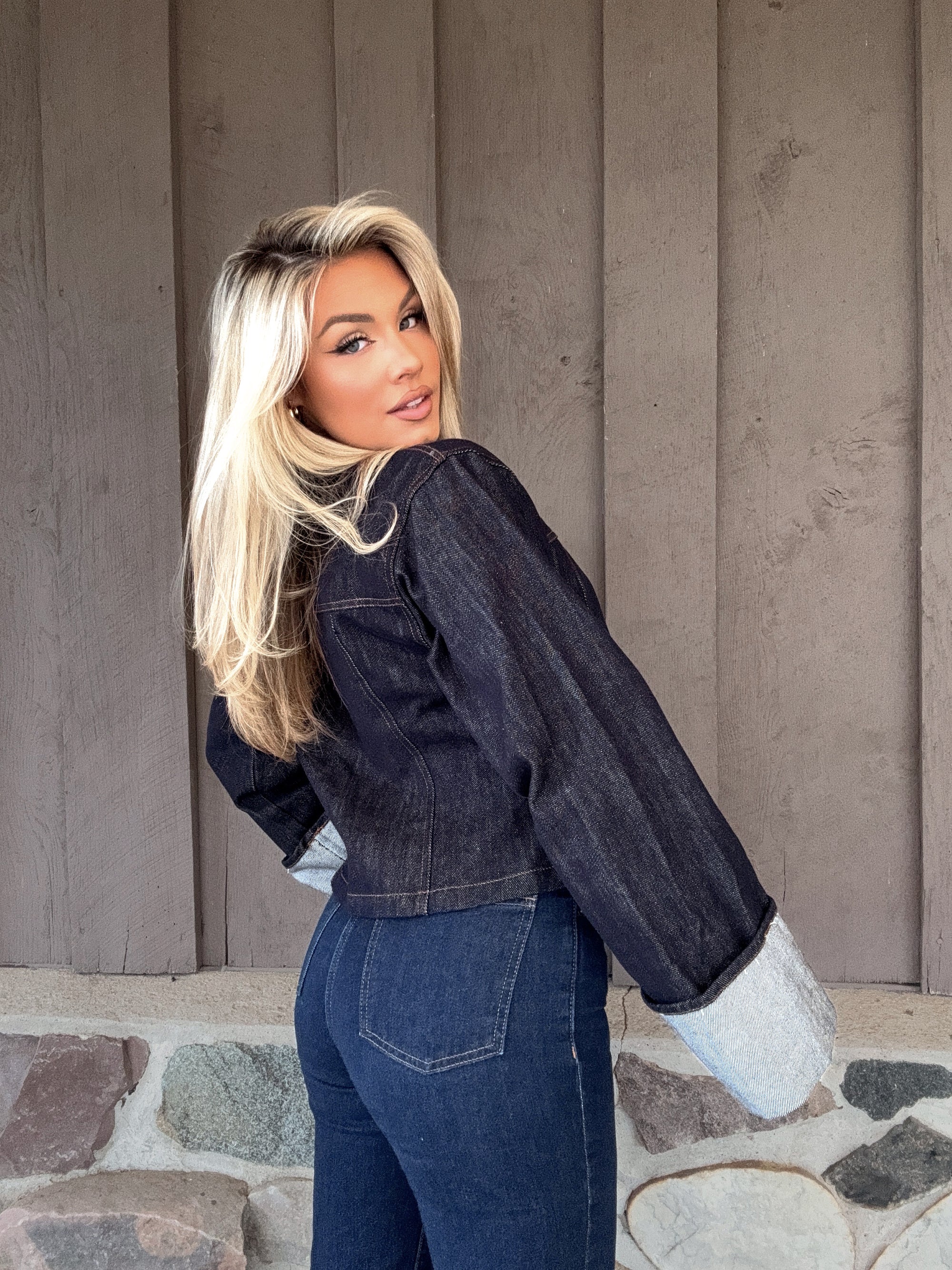 DENIM TRENCH CROPPED JACKET