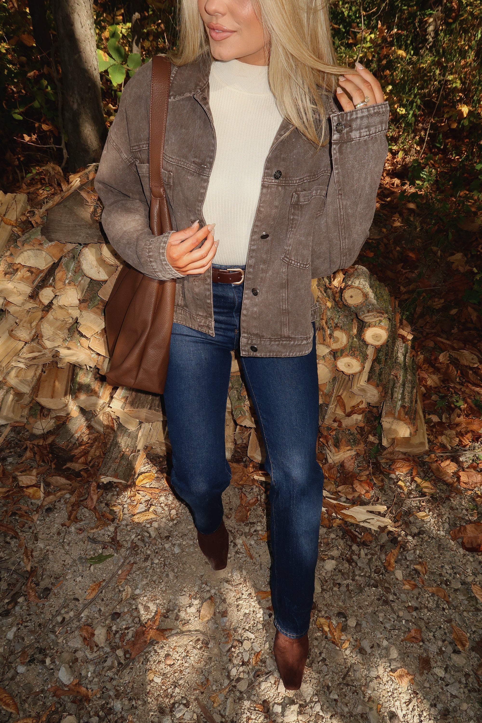 STAPLE OVERSIZED DENIM JACKET BROWN