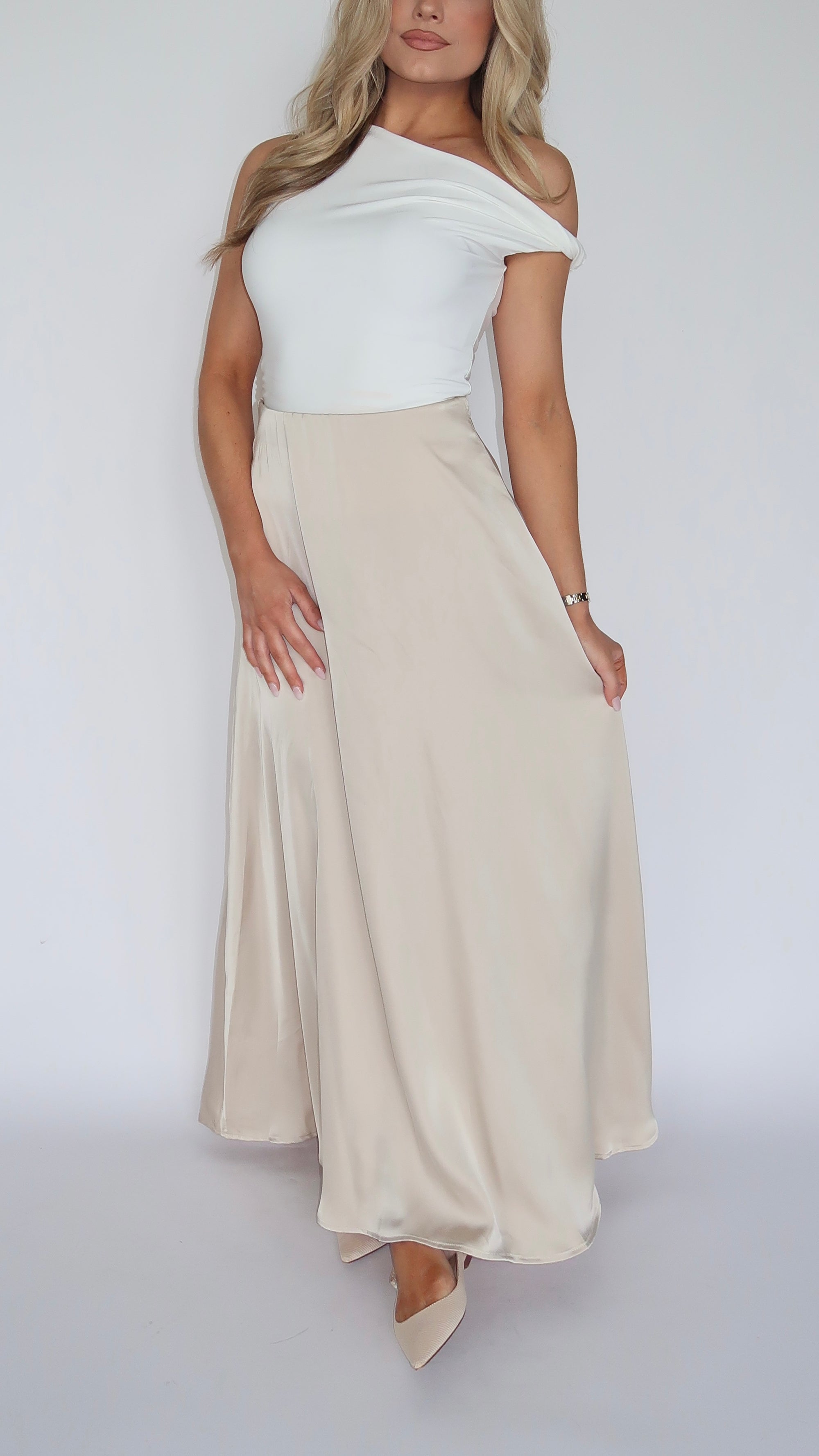 GILDED SATIN SLIP MAXI SKIRT