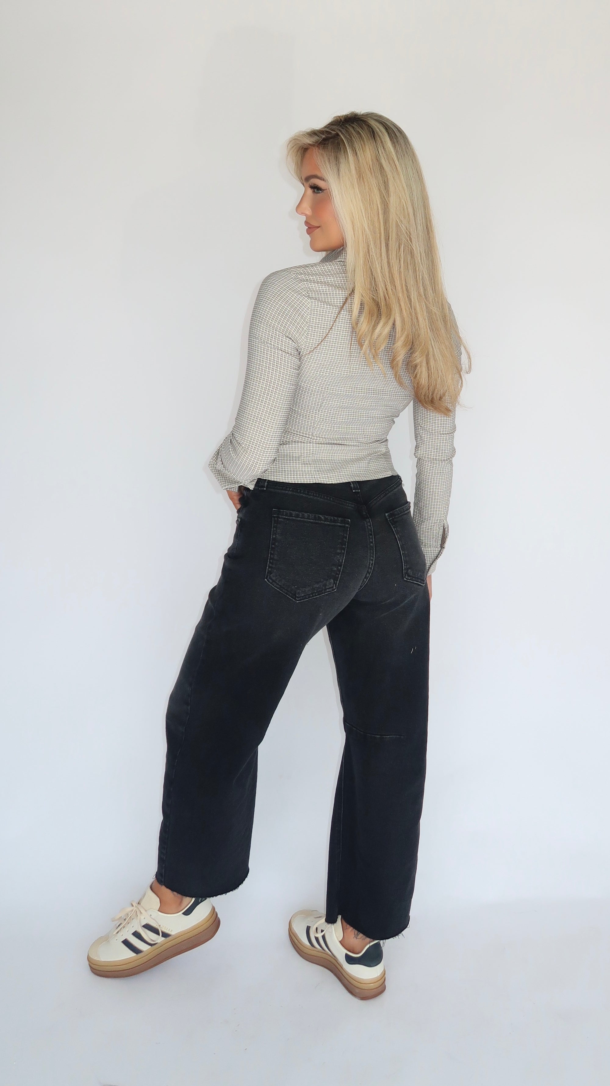 CLOVE PLAID BUTTON DOWN TOP CREAM