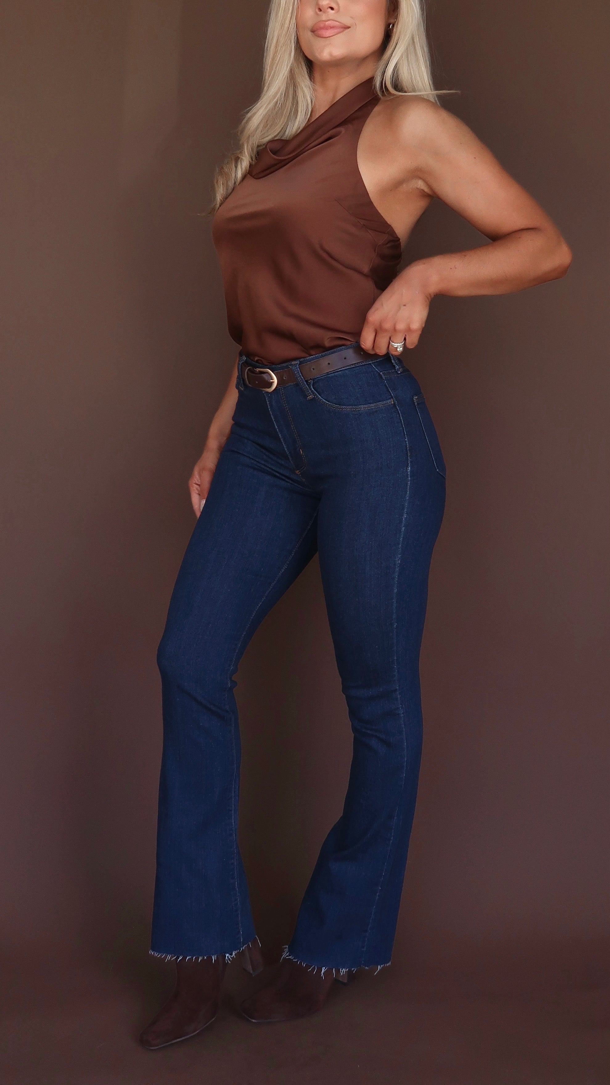 WREN HIGH WAISTED DARK WASH DENIM JEANS