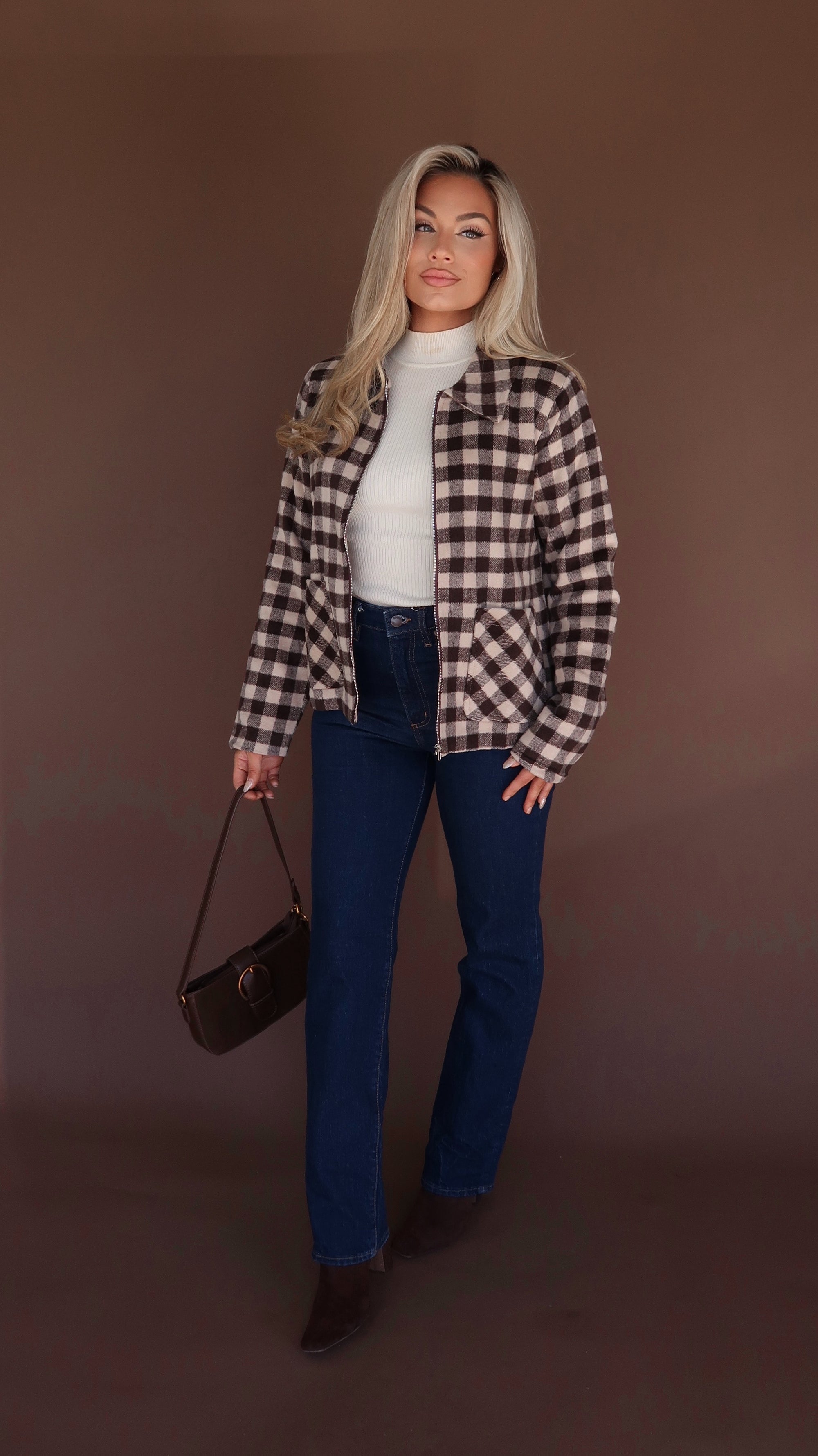 SPICED COCOA GINGHAM JACKET