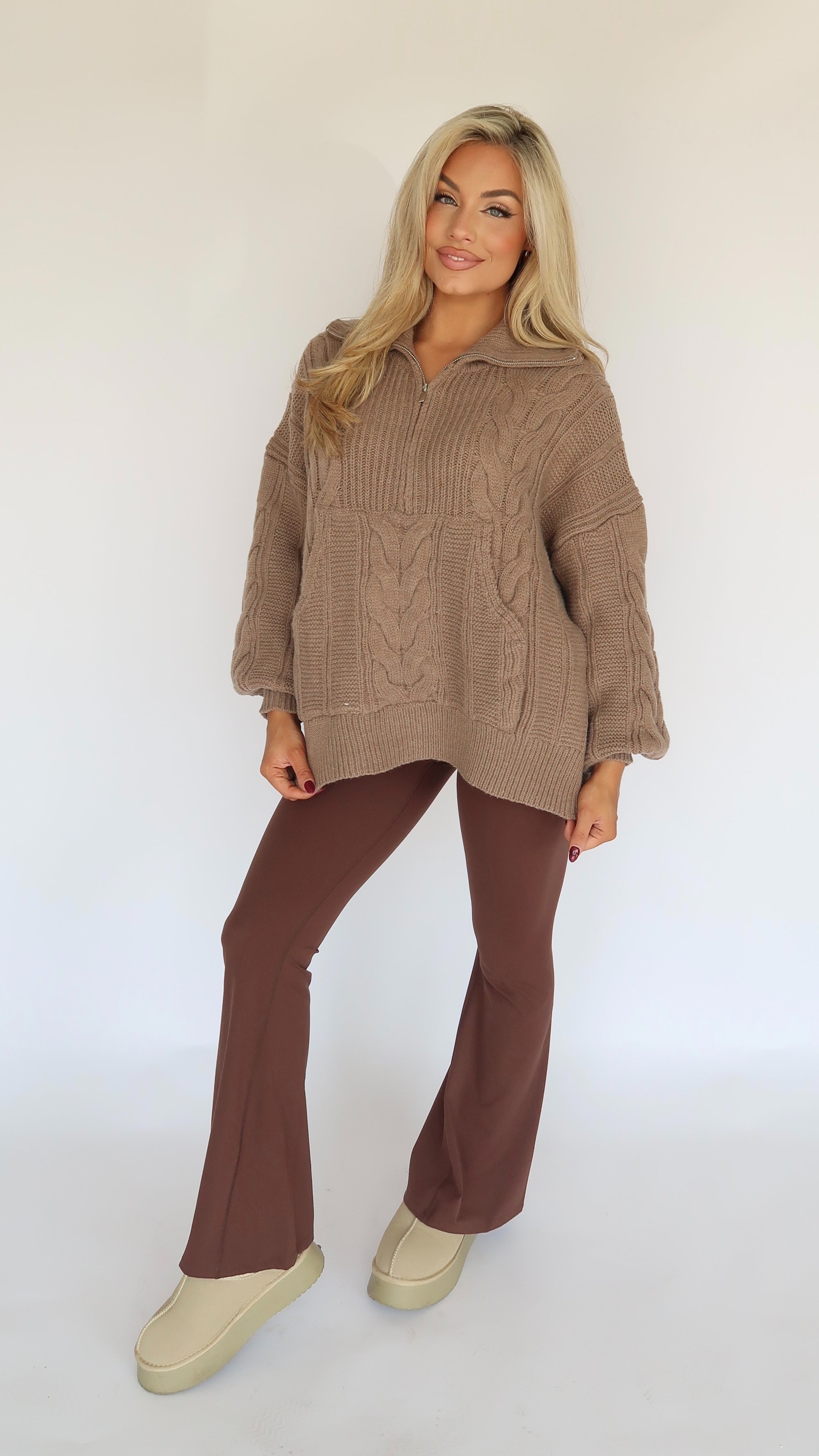 ERIKA CABLE KNIT PULLOVER MOCHA