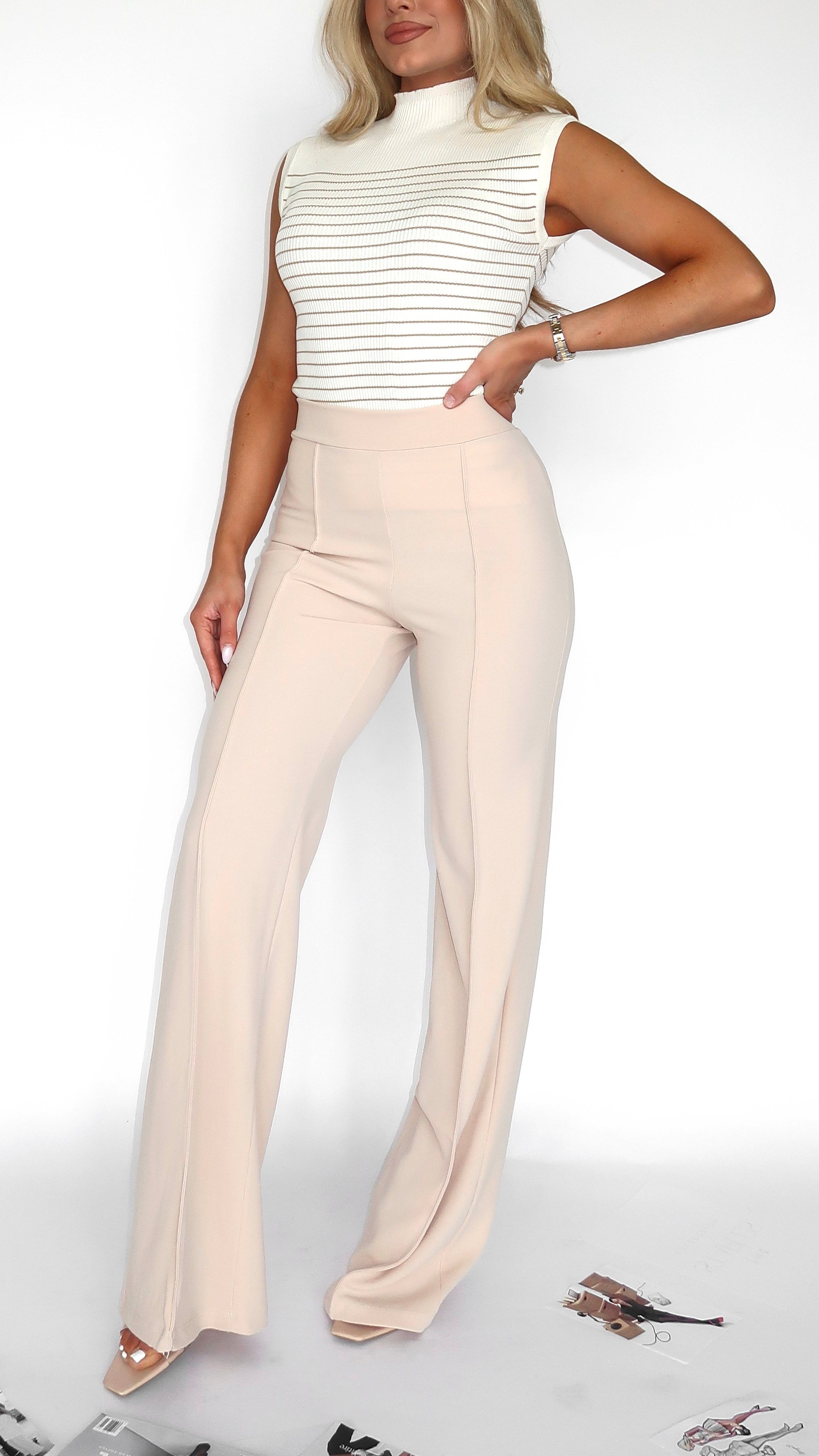 HIGH WAISTED TROUSER PANT TAN
