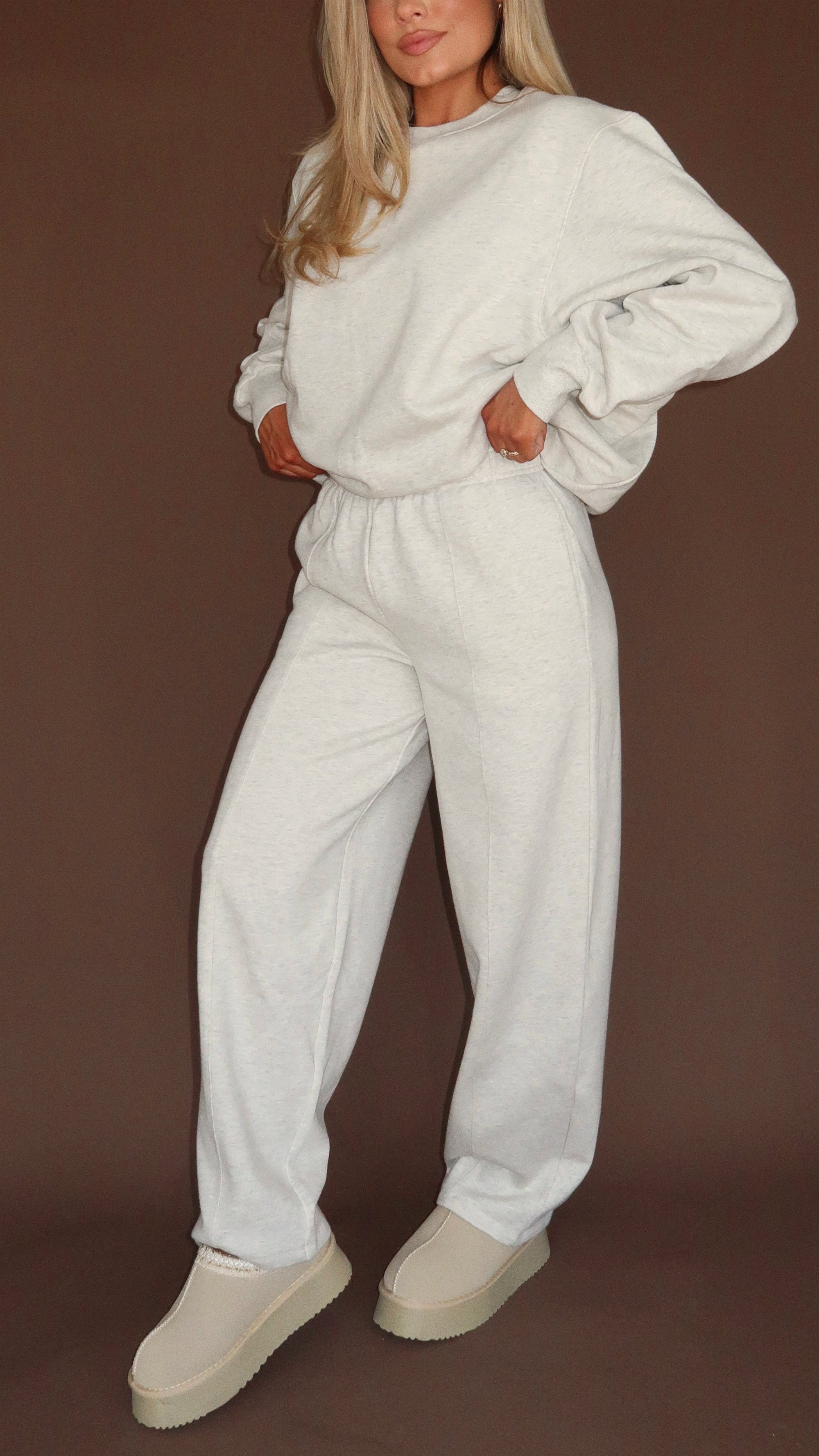 TEDDI BARREL HIGH WAISTED SWEATPANTS HEATHER GREY