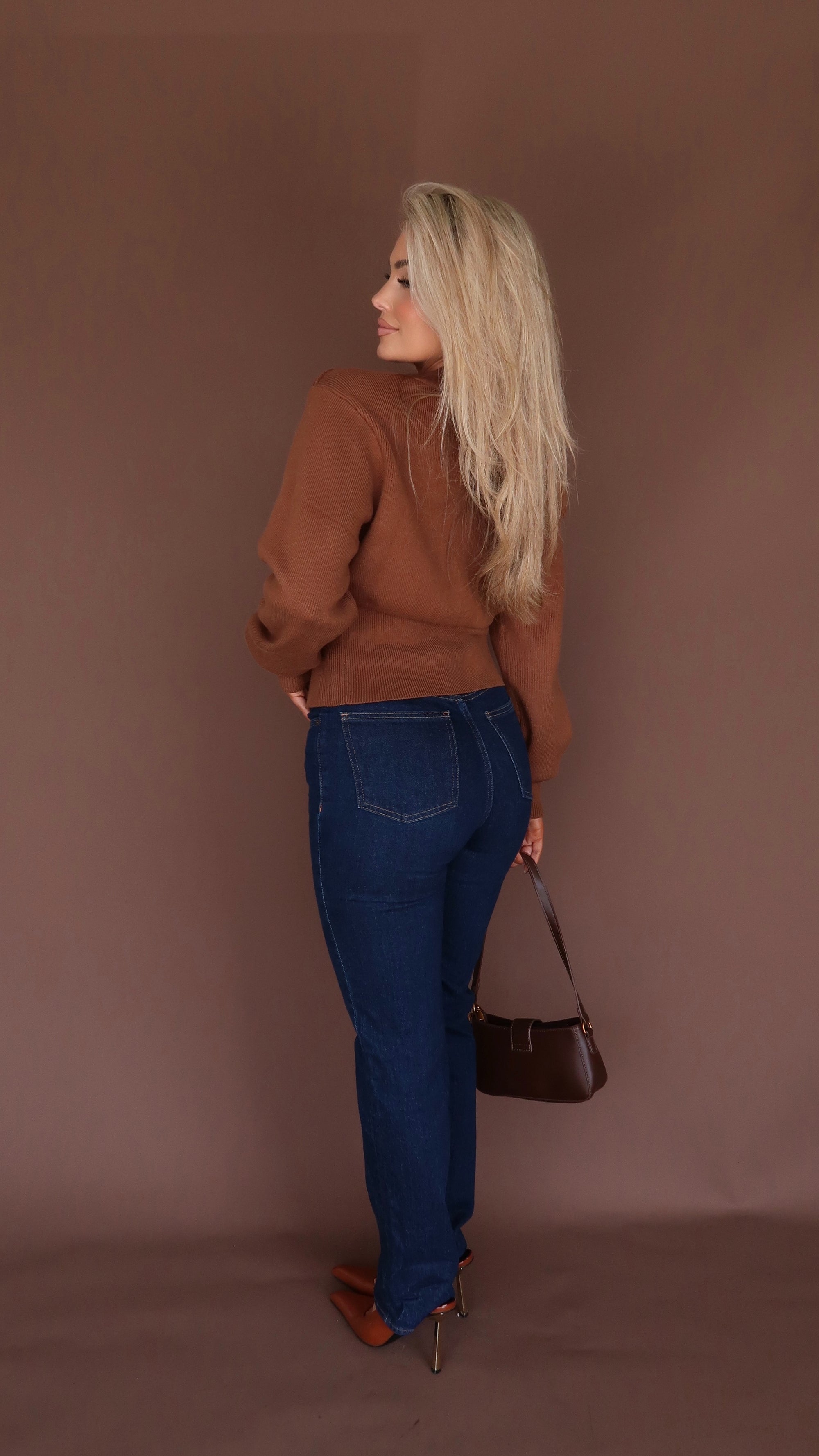 MACCHIATO GOLD BUTTON CARDIGAN COGNAC