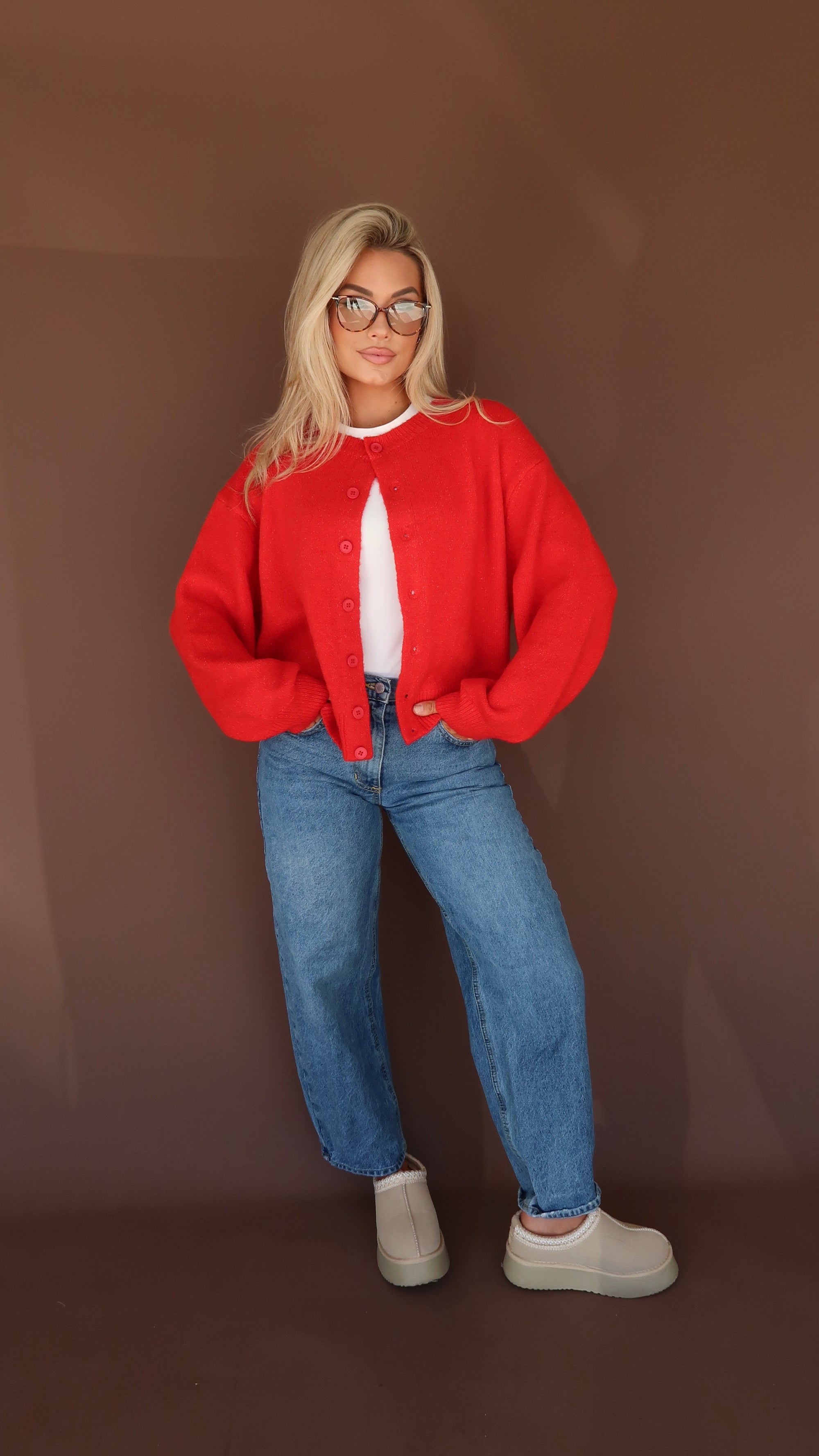 AUTUMN CRISP CARDIGAN RED