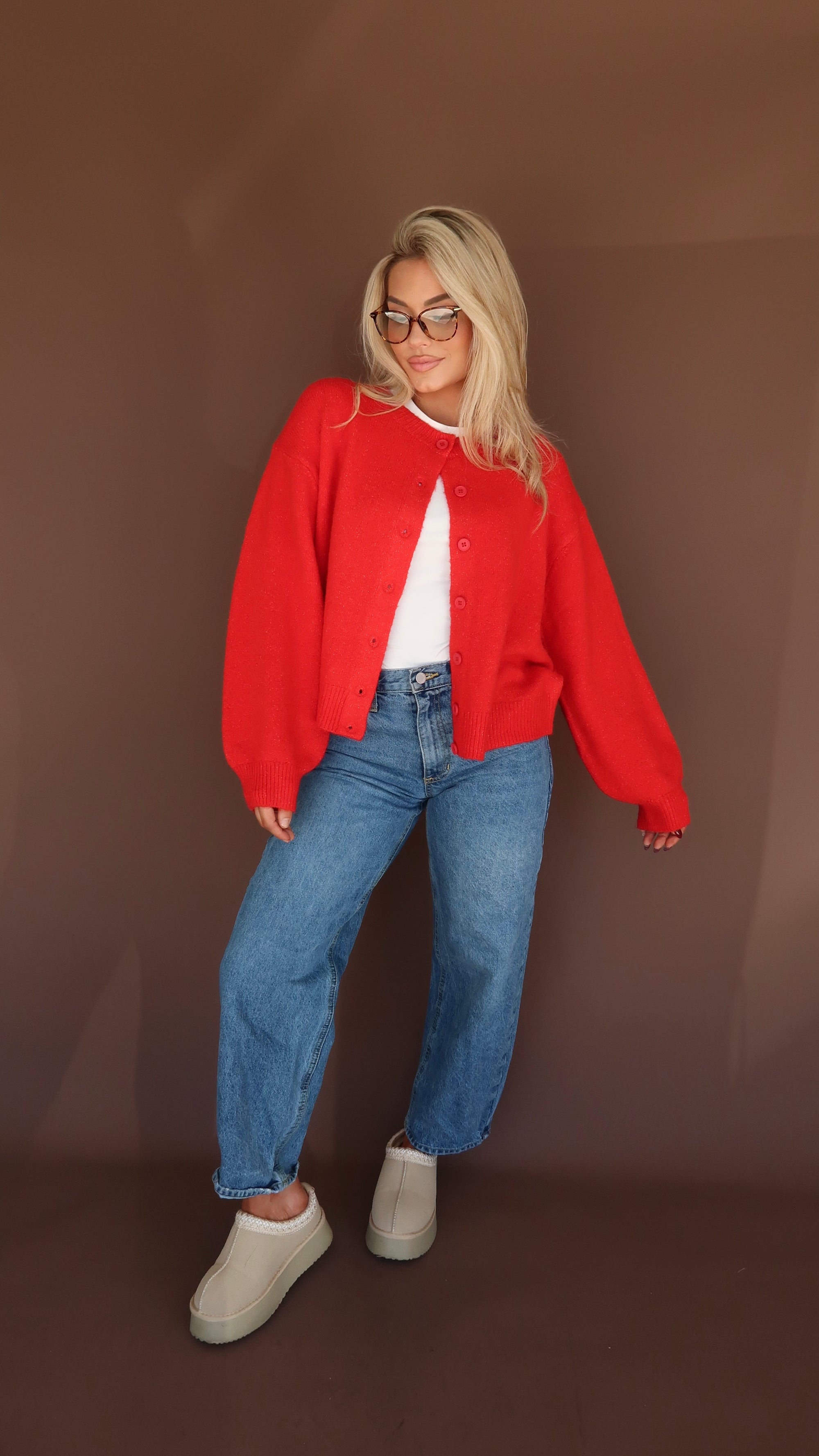 AUTUMN CRISP CARDIGAN RED
