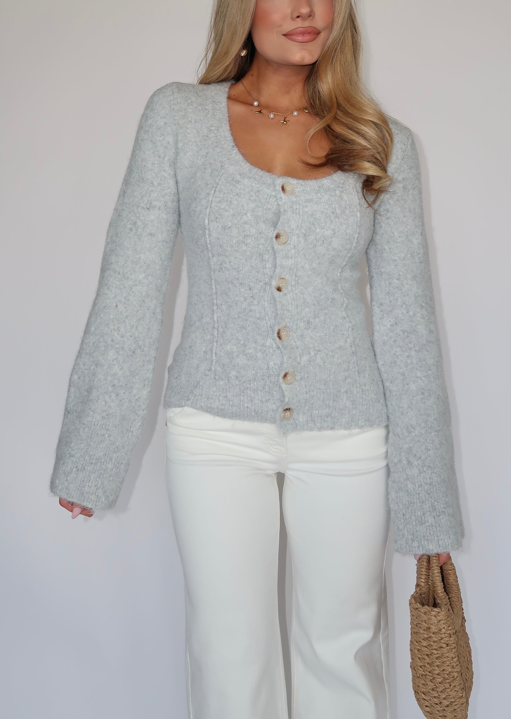 MARINA BUTTON FRONT SWEATER TOP