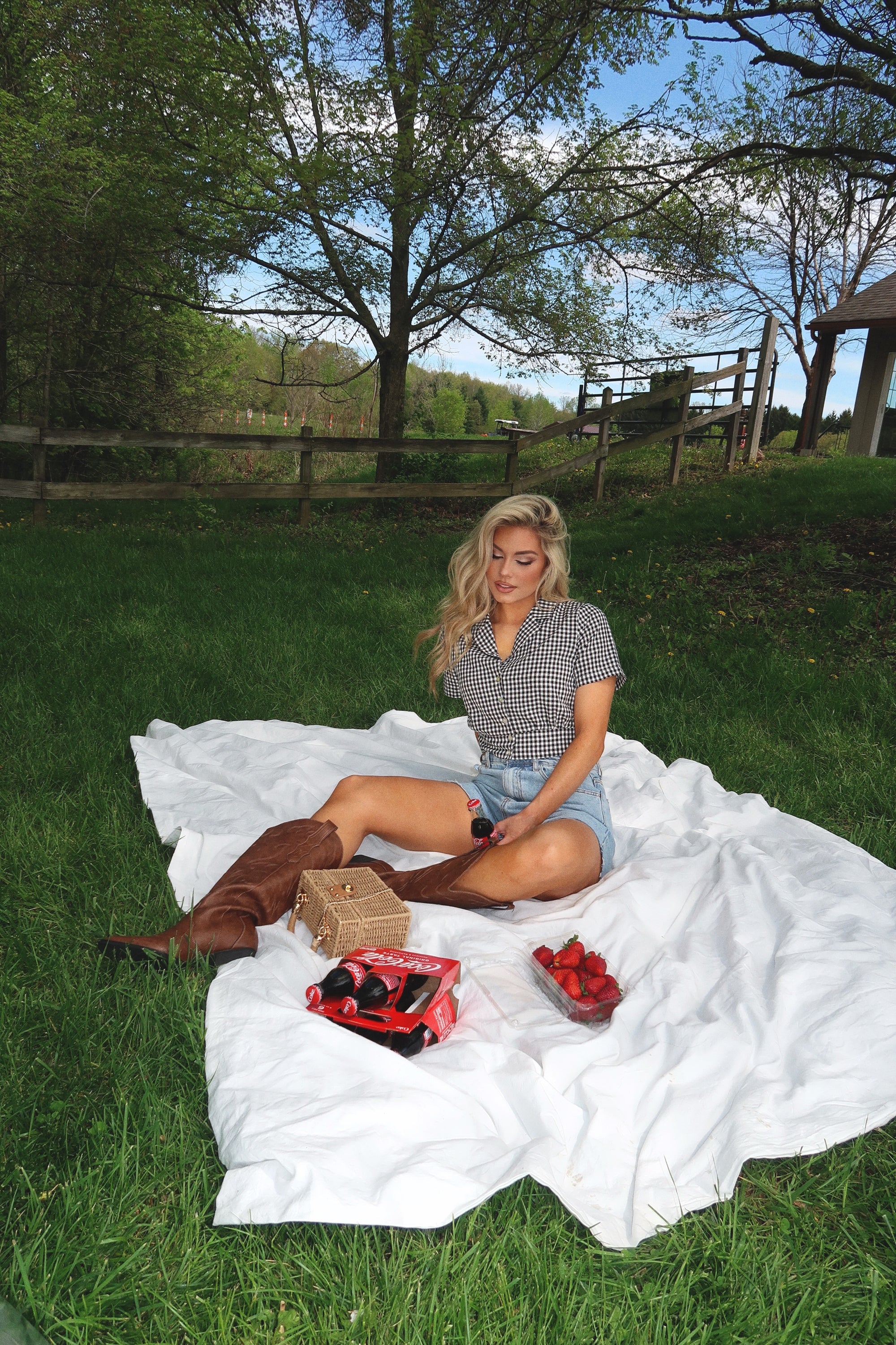 WIN DIXIE COLLARD GINGHAM TOP