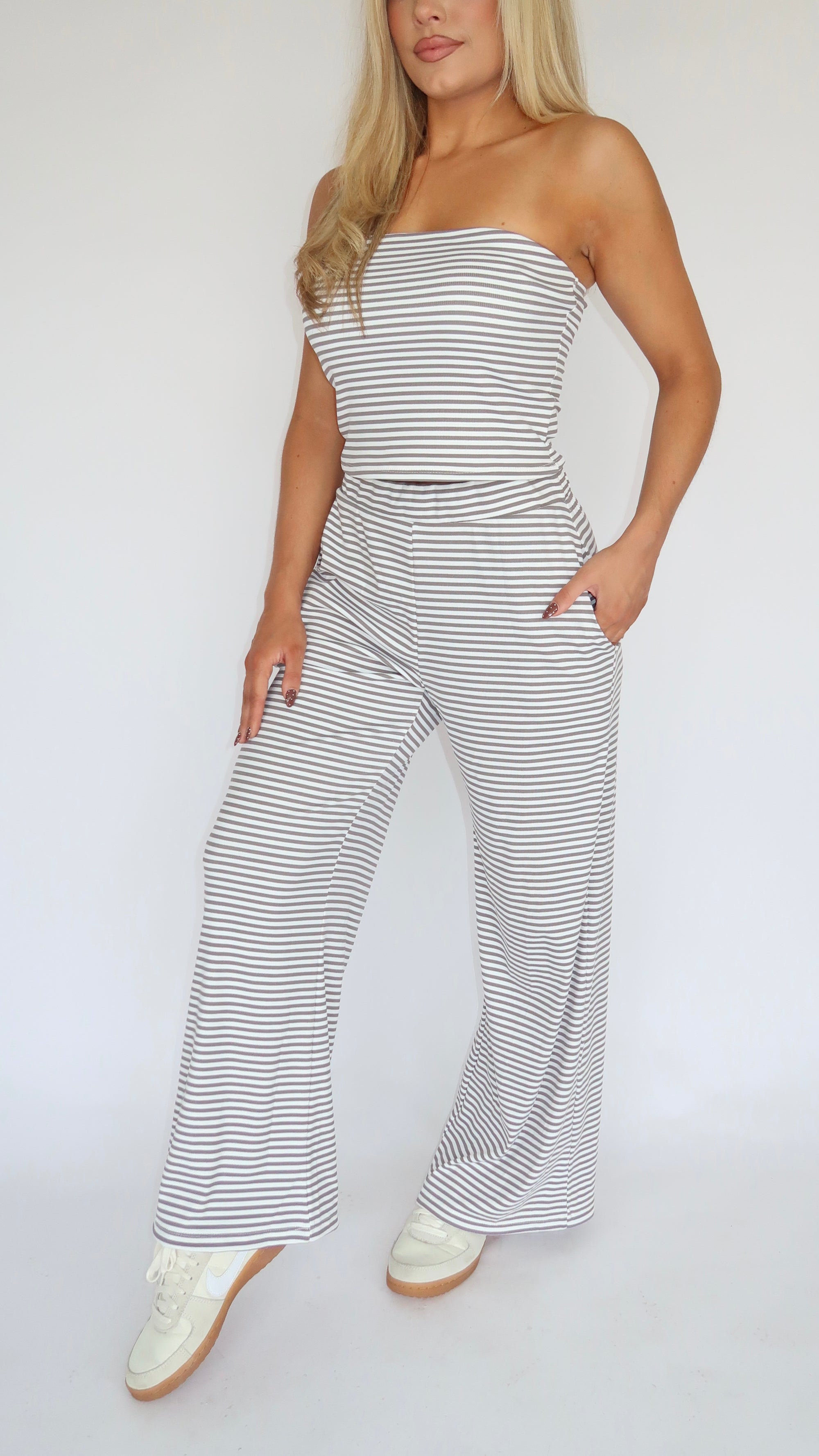 COTTAGE STRIPED LOUNG PANTS GREY