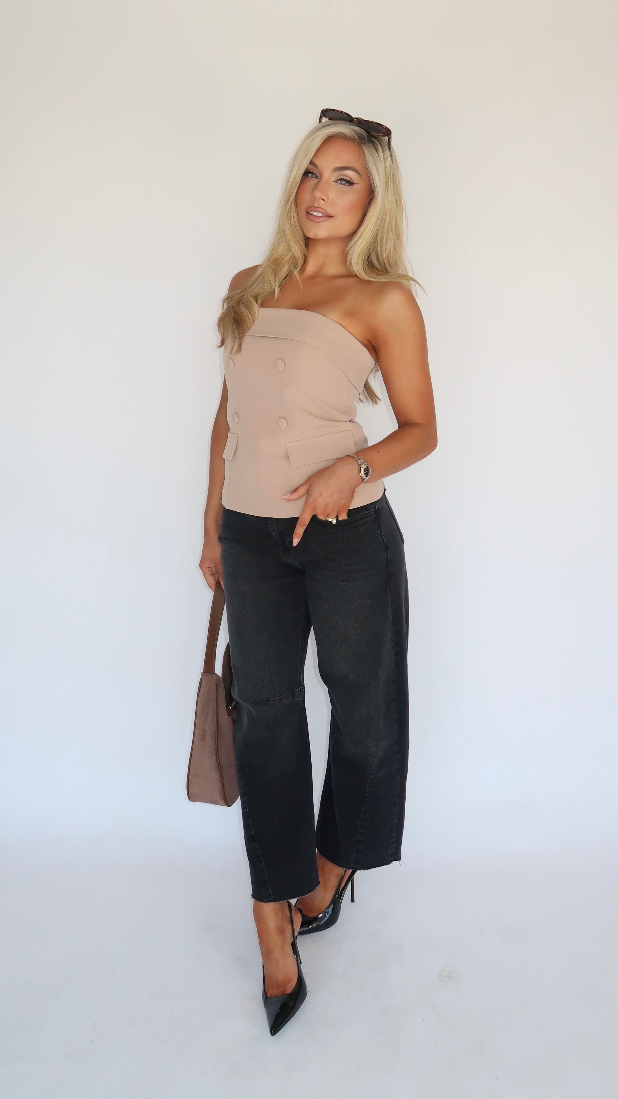 JULIA STRAPLESS TOP MOCHA