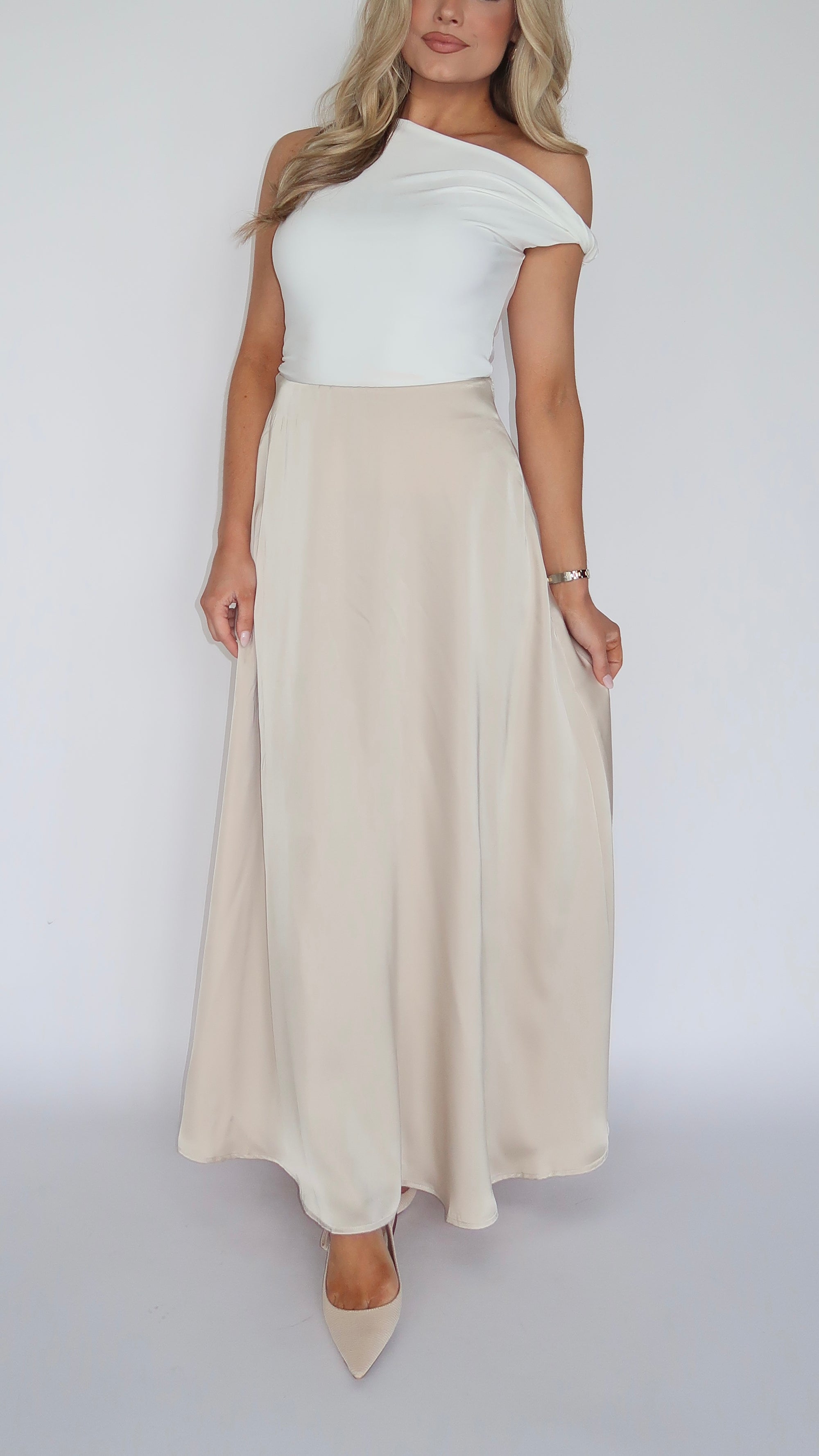 GILDED SATIN SLIP MAXI SKIRT