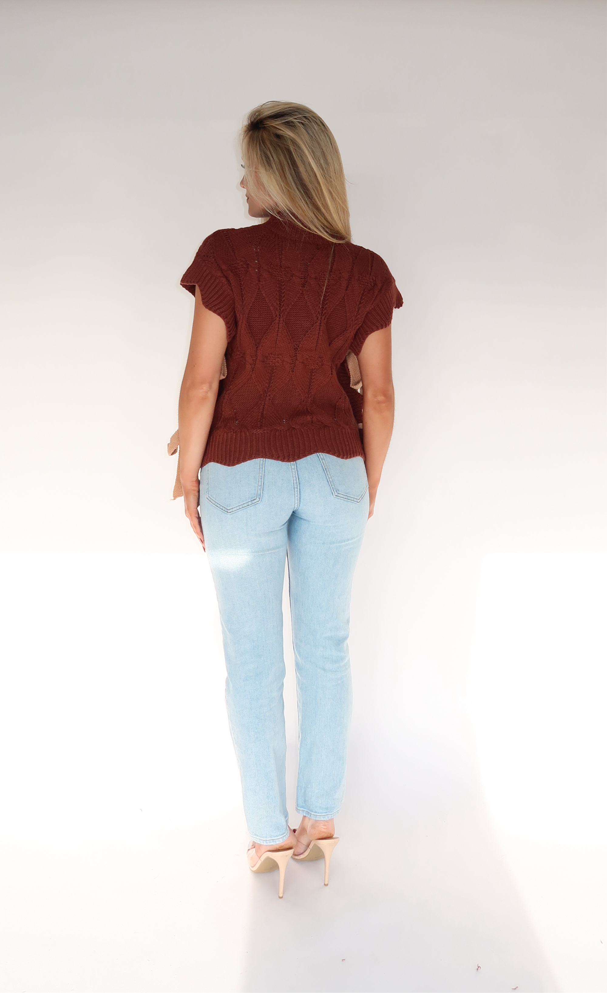CRANBERRY BLISS BOW SWEATER VEST BROWN
