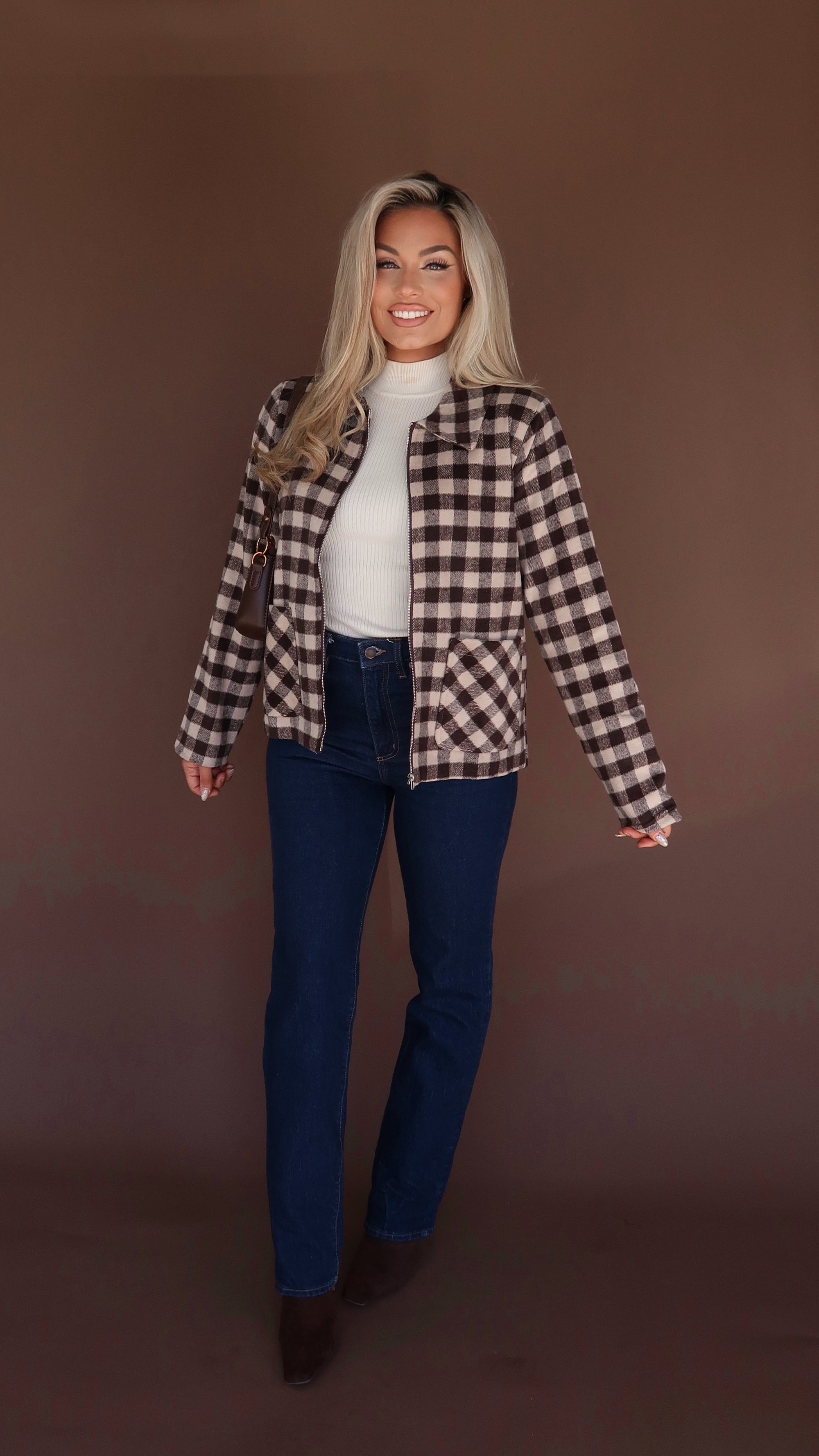 SPICED COCOA GINGHAM JACKET
