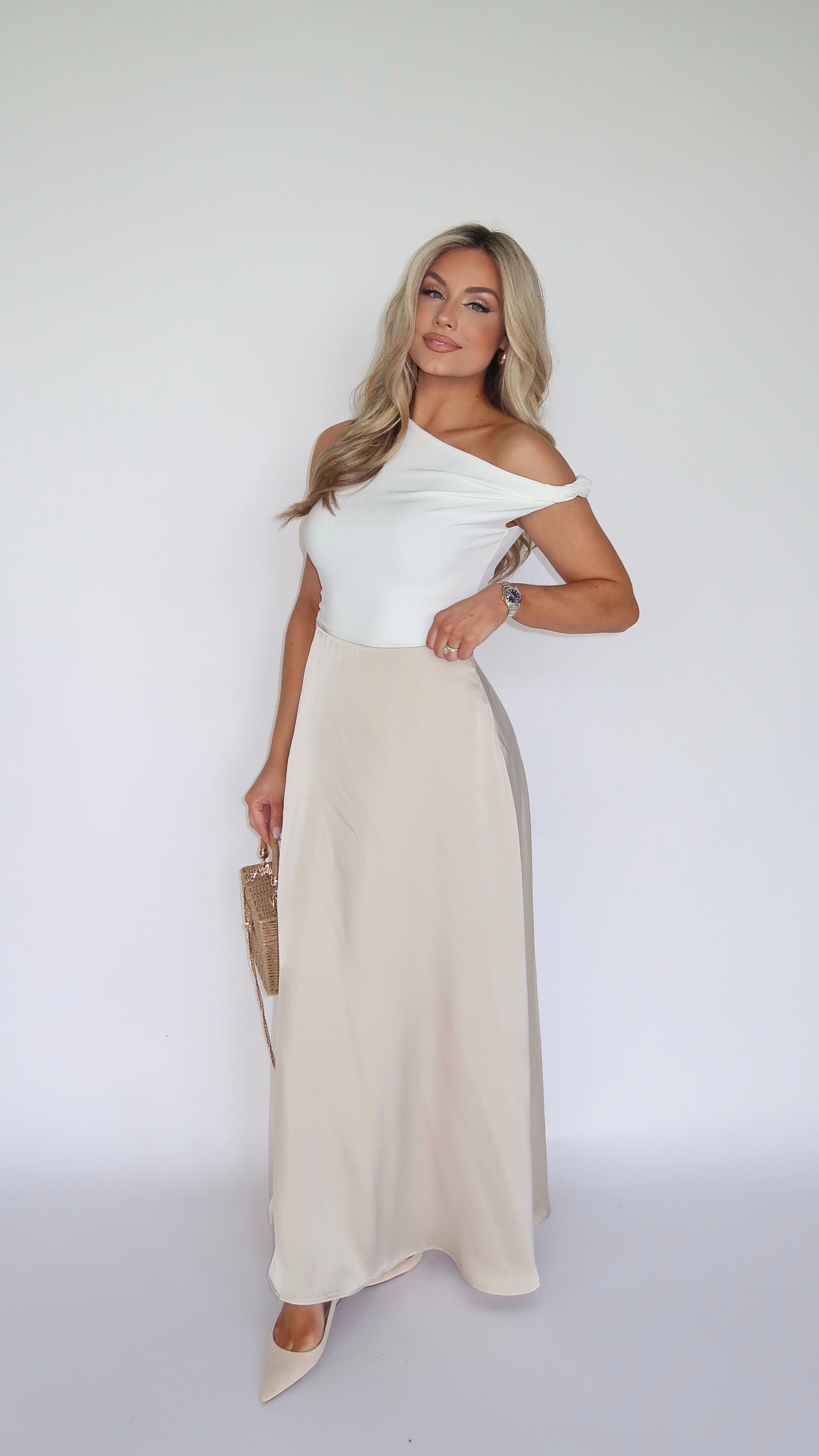 GILDED SATIN SLIP MAXI SKIRT