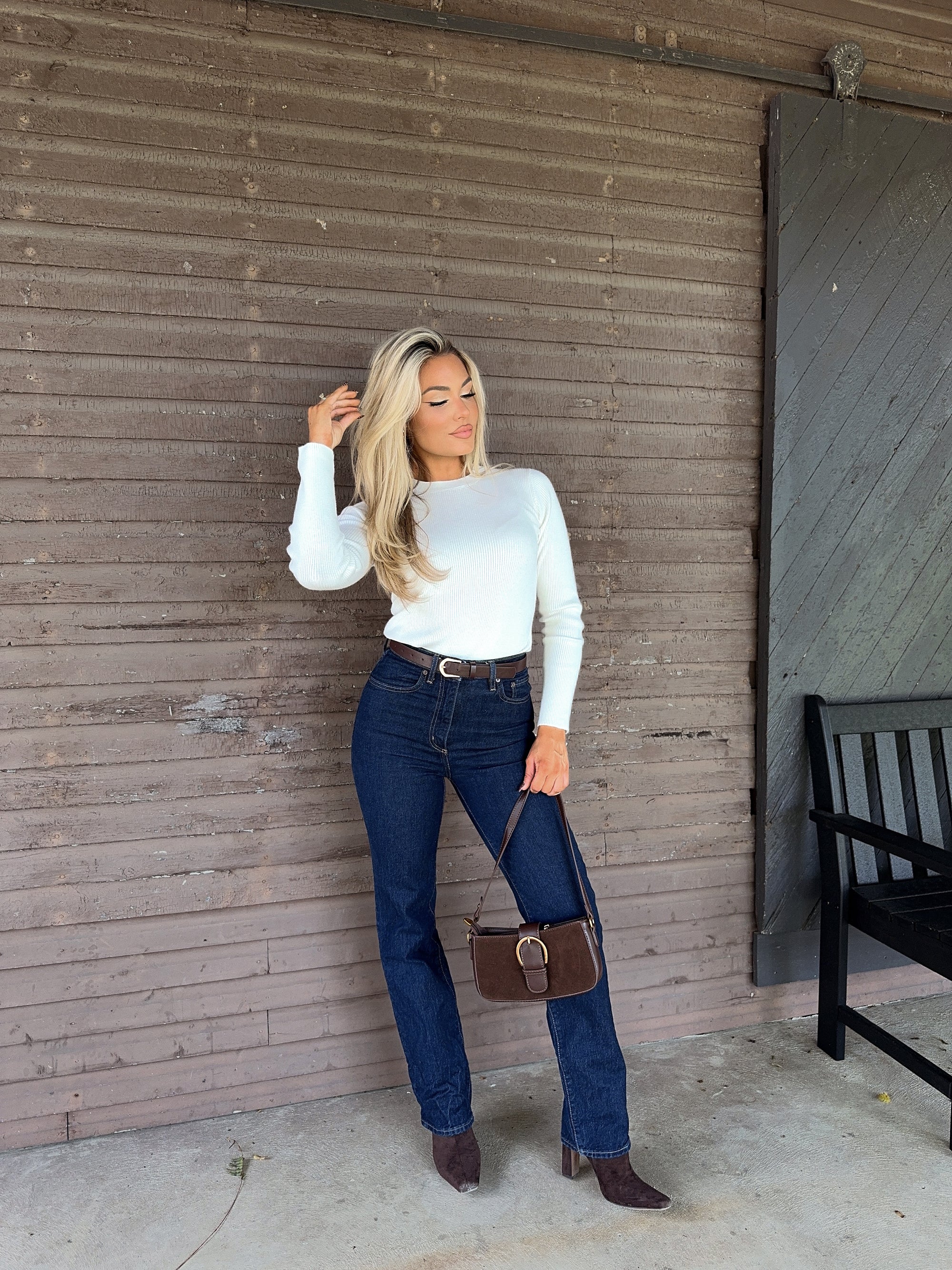 CHAI RIBBED MOCK NECK SWEATER CREAM