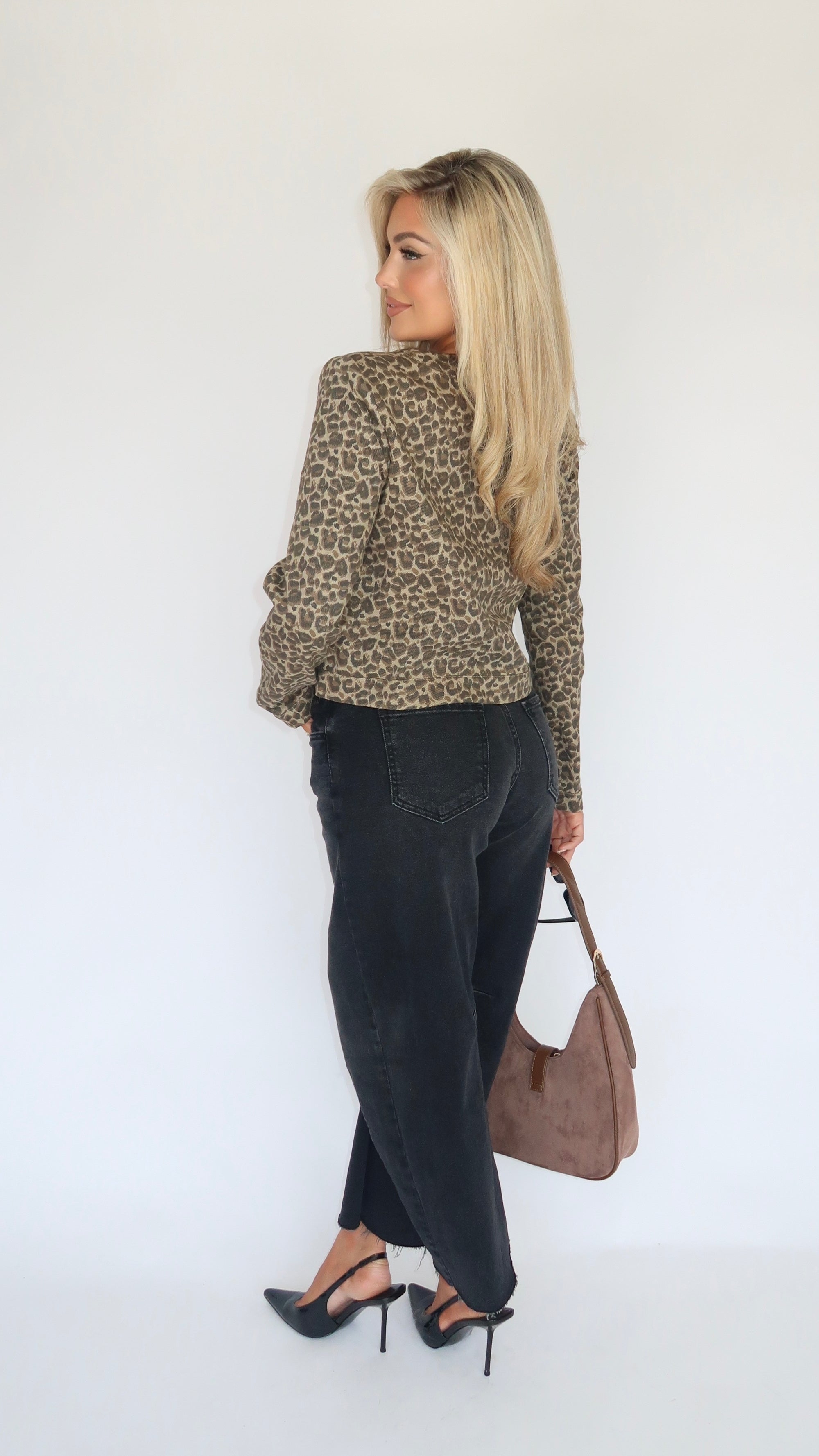 LEOPARD LUXE DENIM CROPPED JACKET