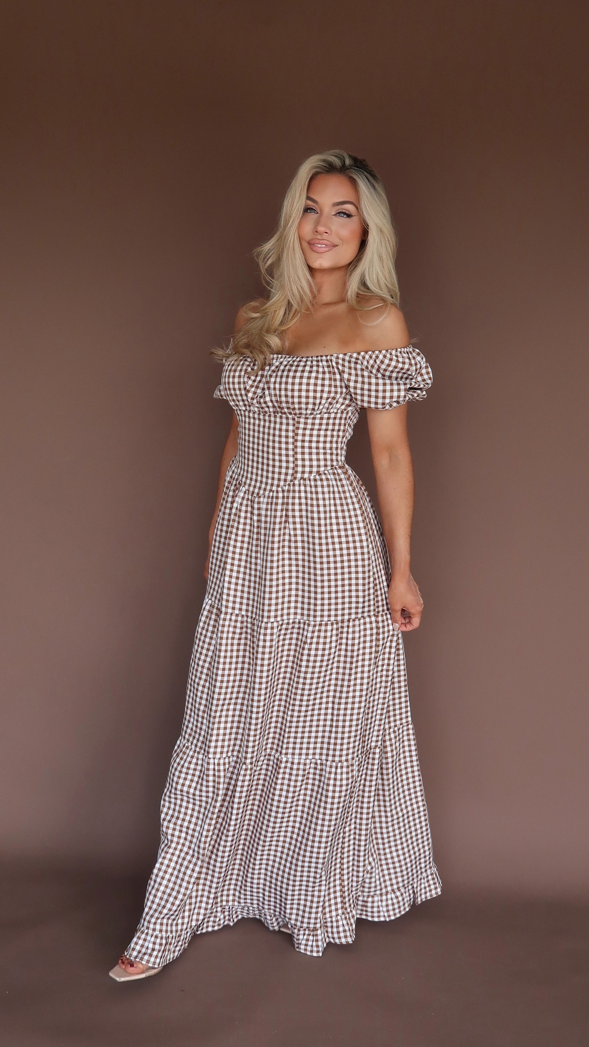 AUTUMN PICNIC GINGHAM MAXI DRESS