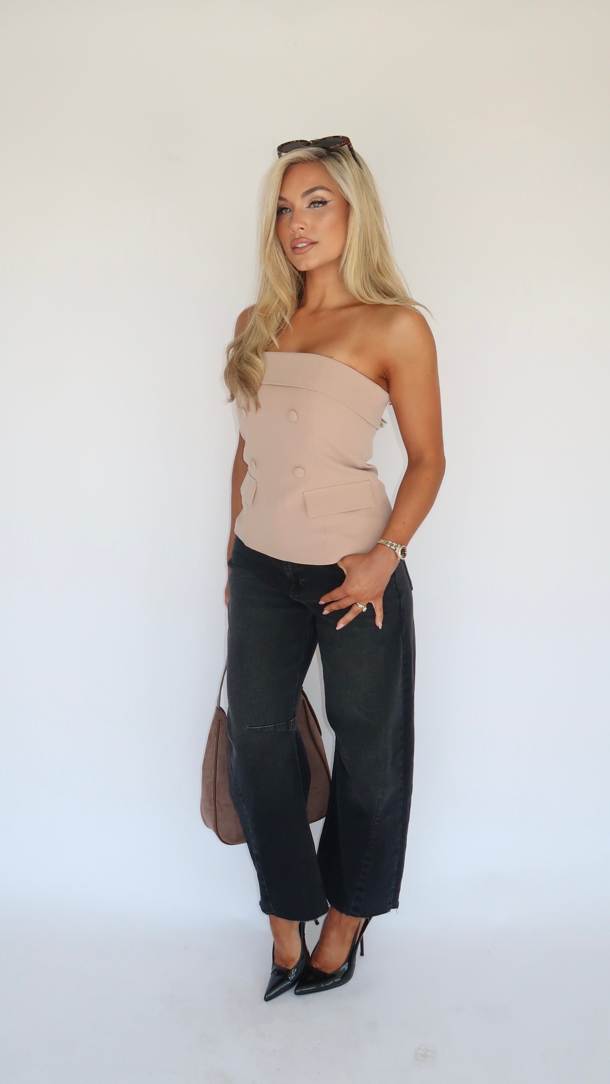 JULIA STRAPLESS TOP MOCHA