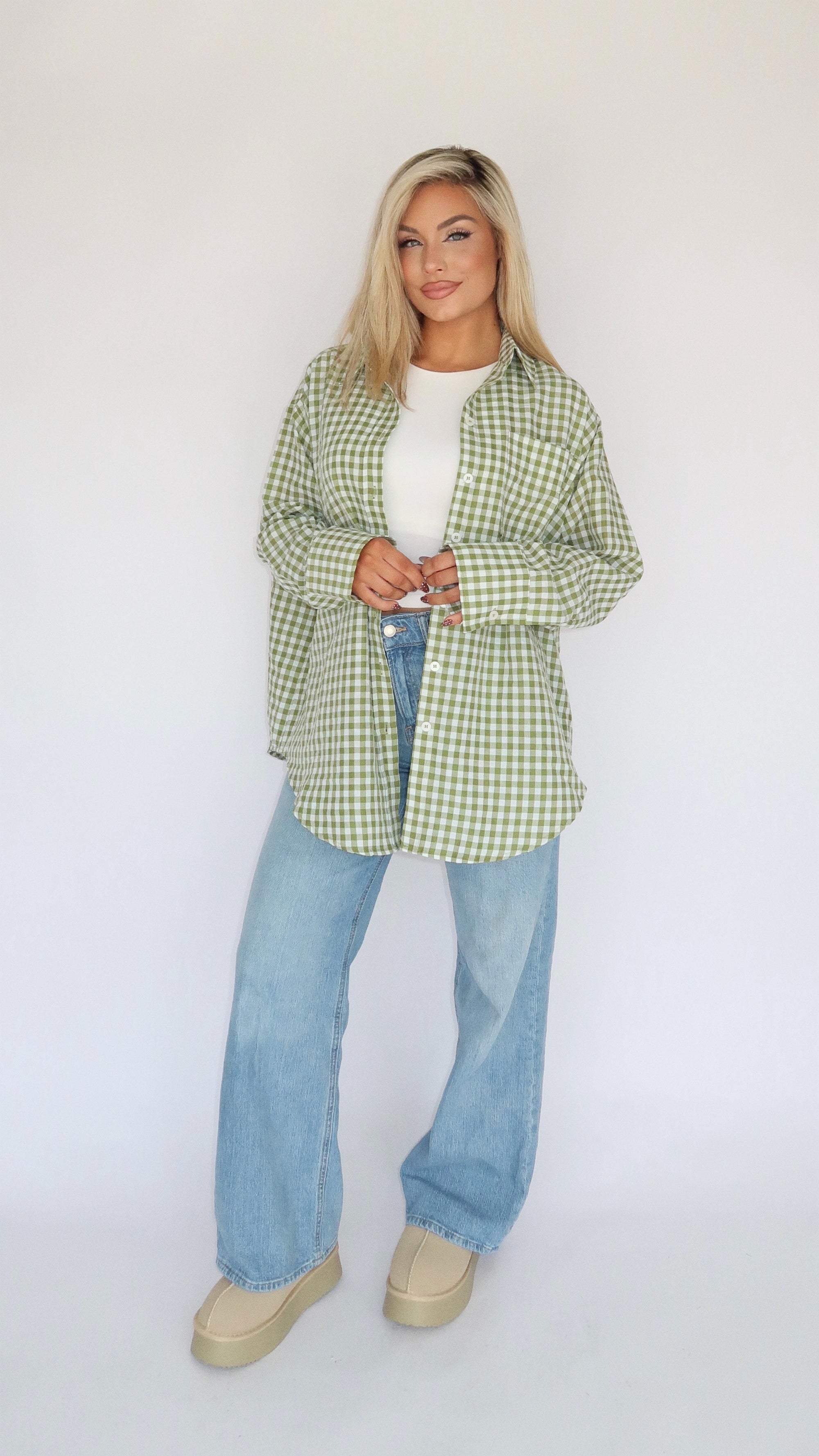 NANTUCKET GINGHAM BUTTON DOWN SAGE