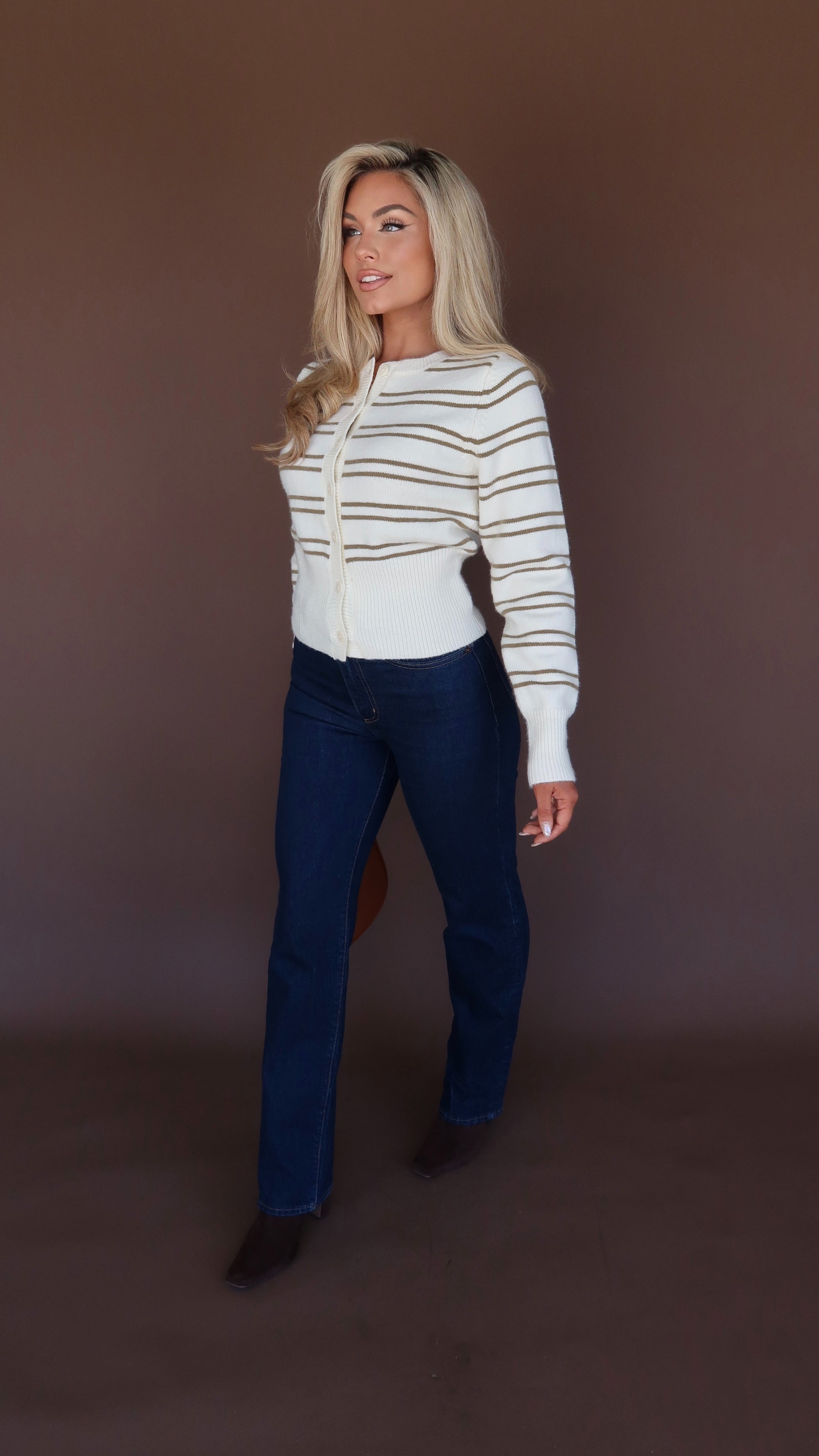 SAGE STRIPED CARDIGAN SWEATER