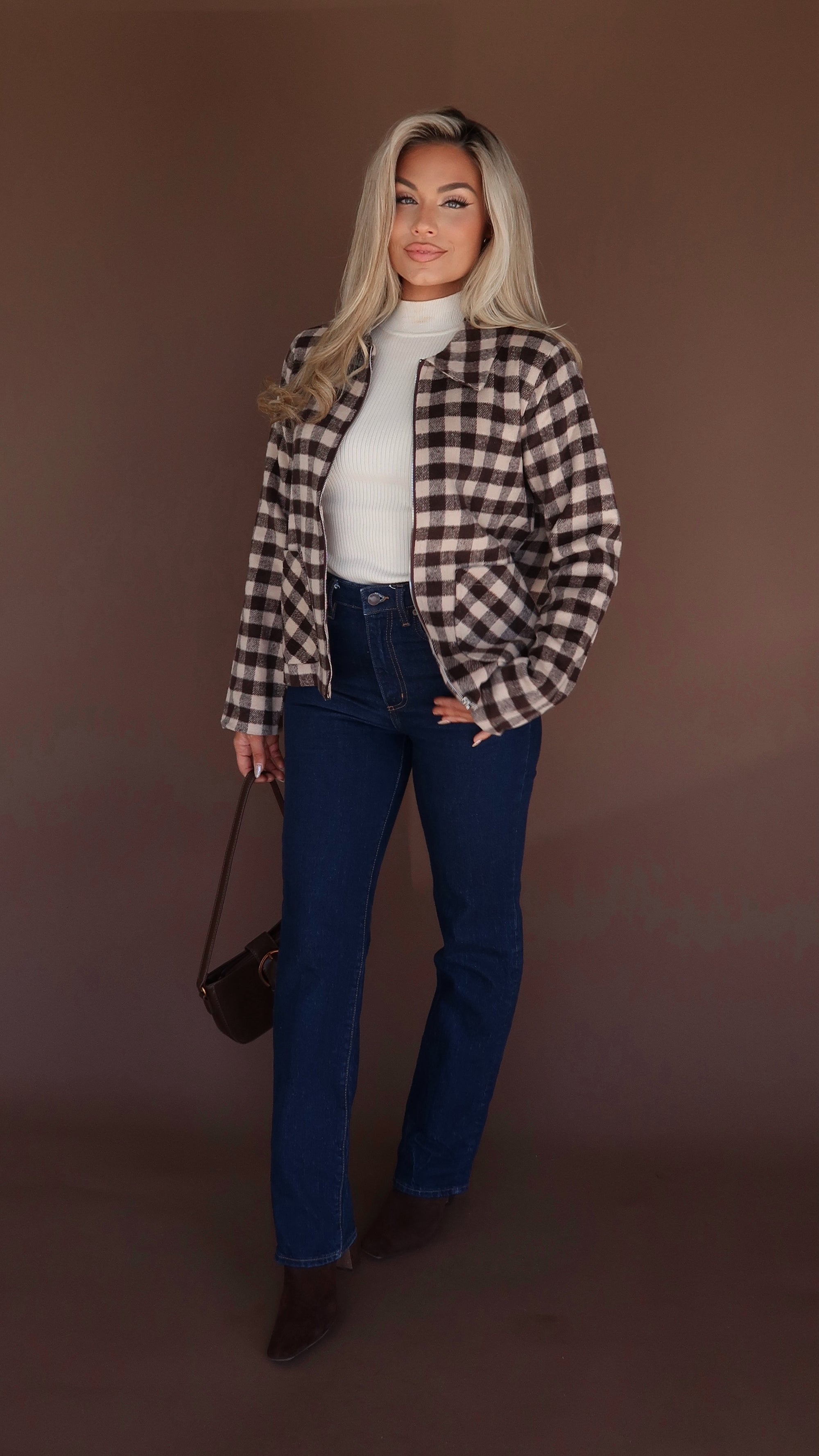 SPICED COCOA GINGHAM JACKET