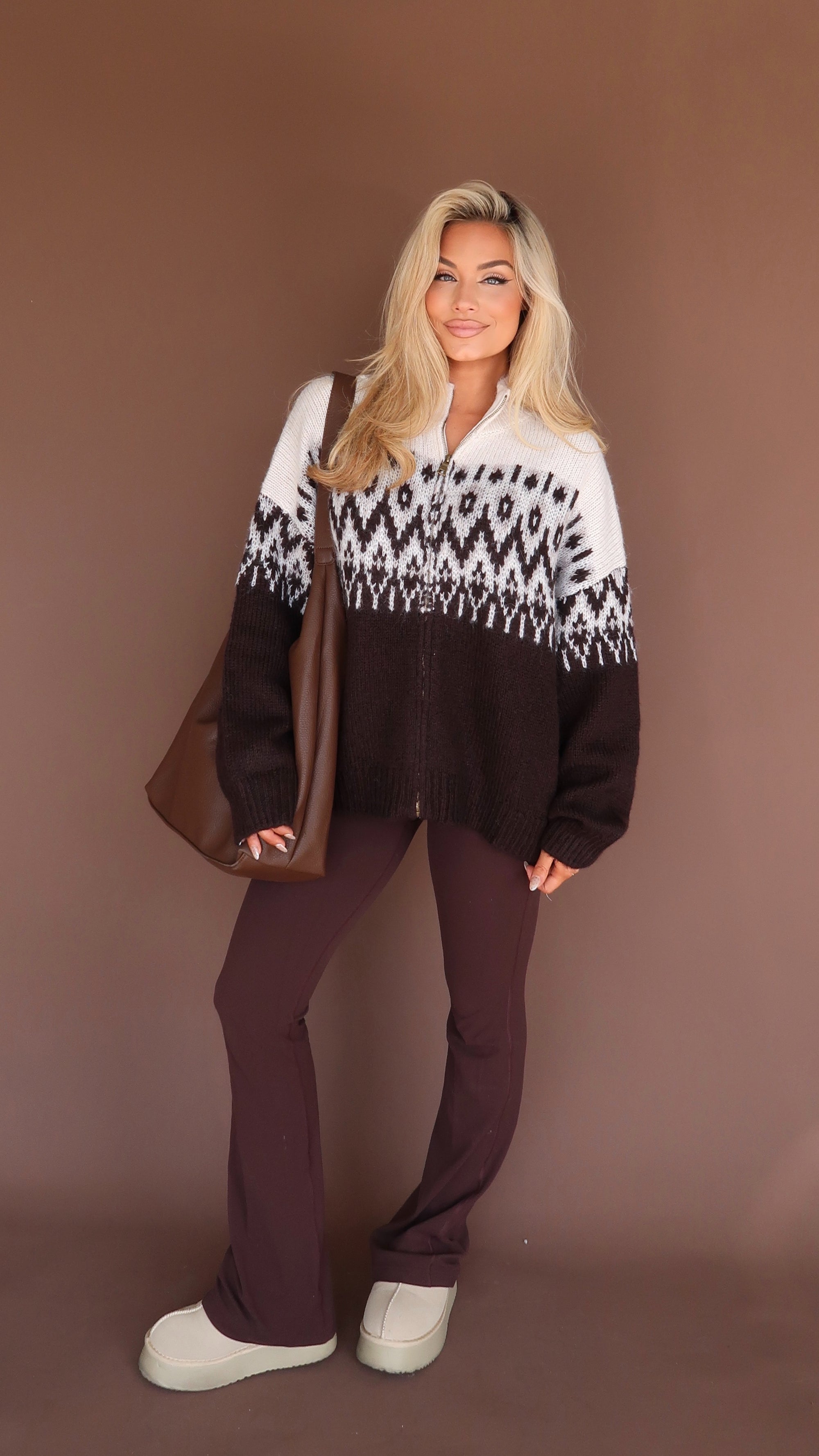 FAIRE ISLE ZIP UP SWEATER