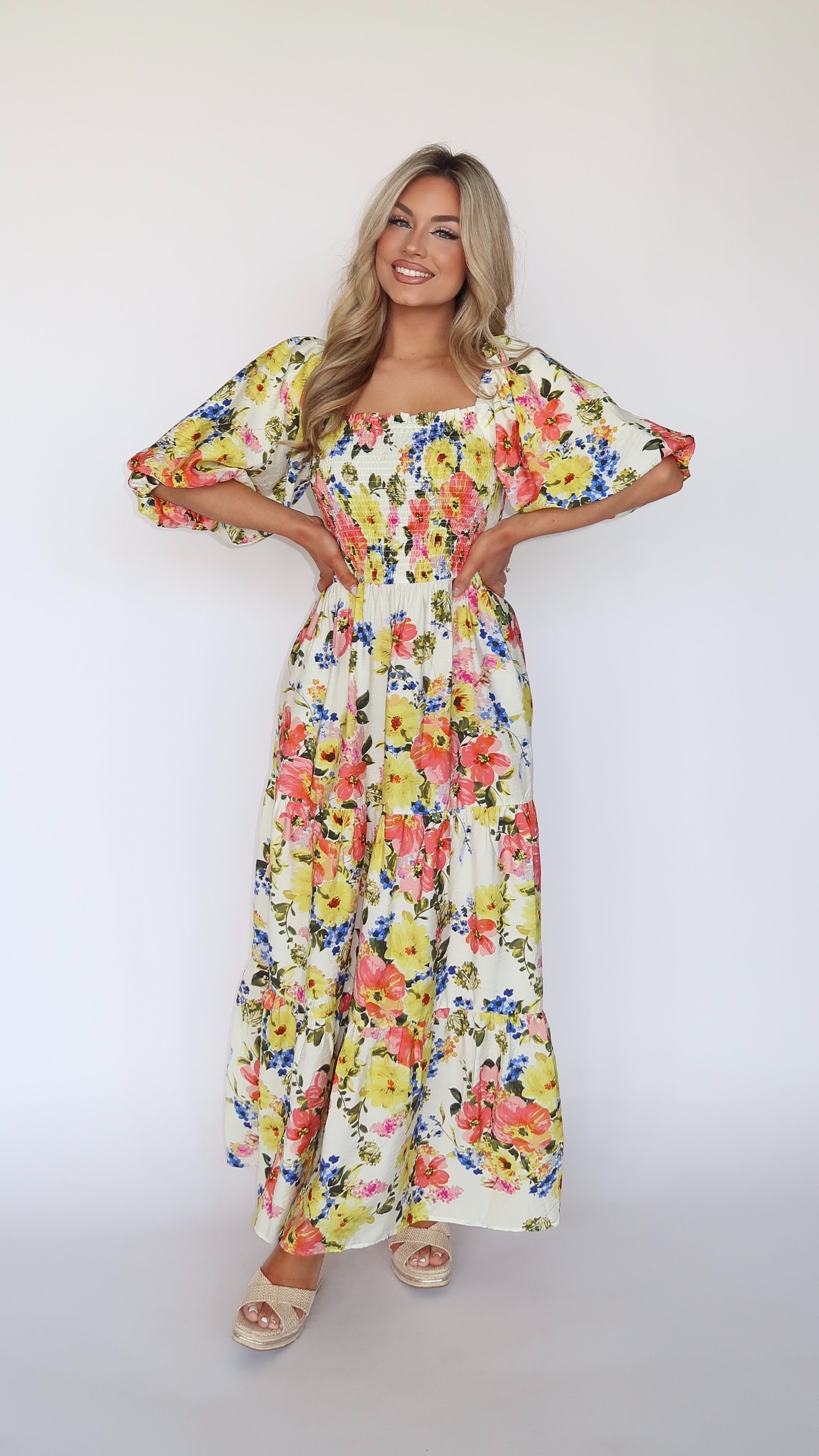 MAGNOLIA FLORAL MAXI DRESS