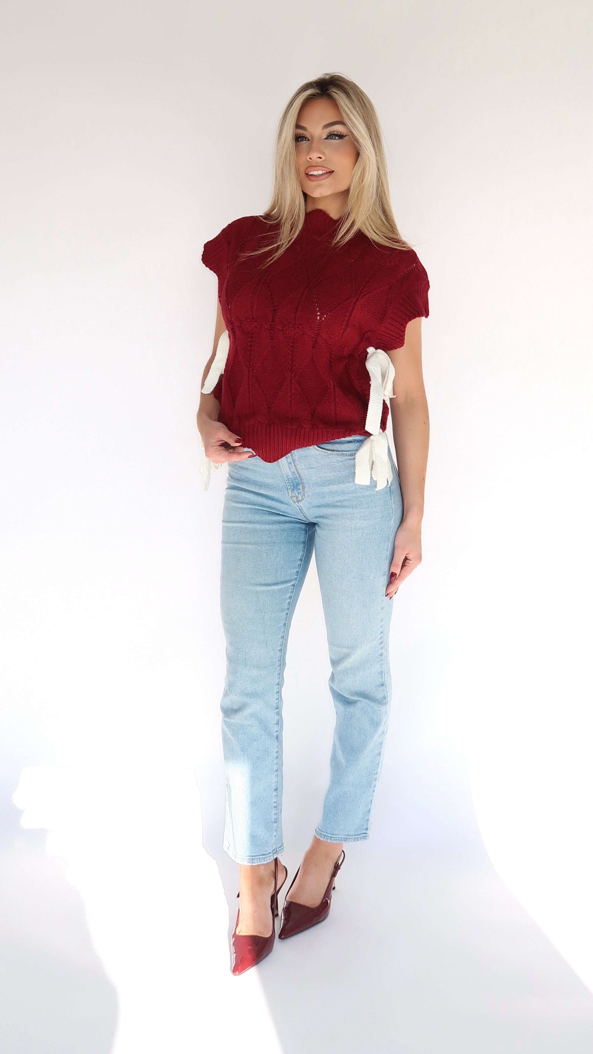 CRANBERRY BLISS BOW SWEATER VEST