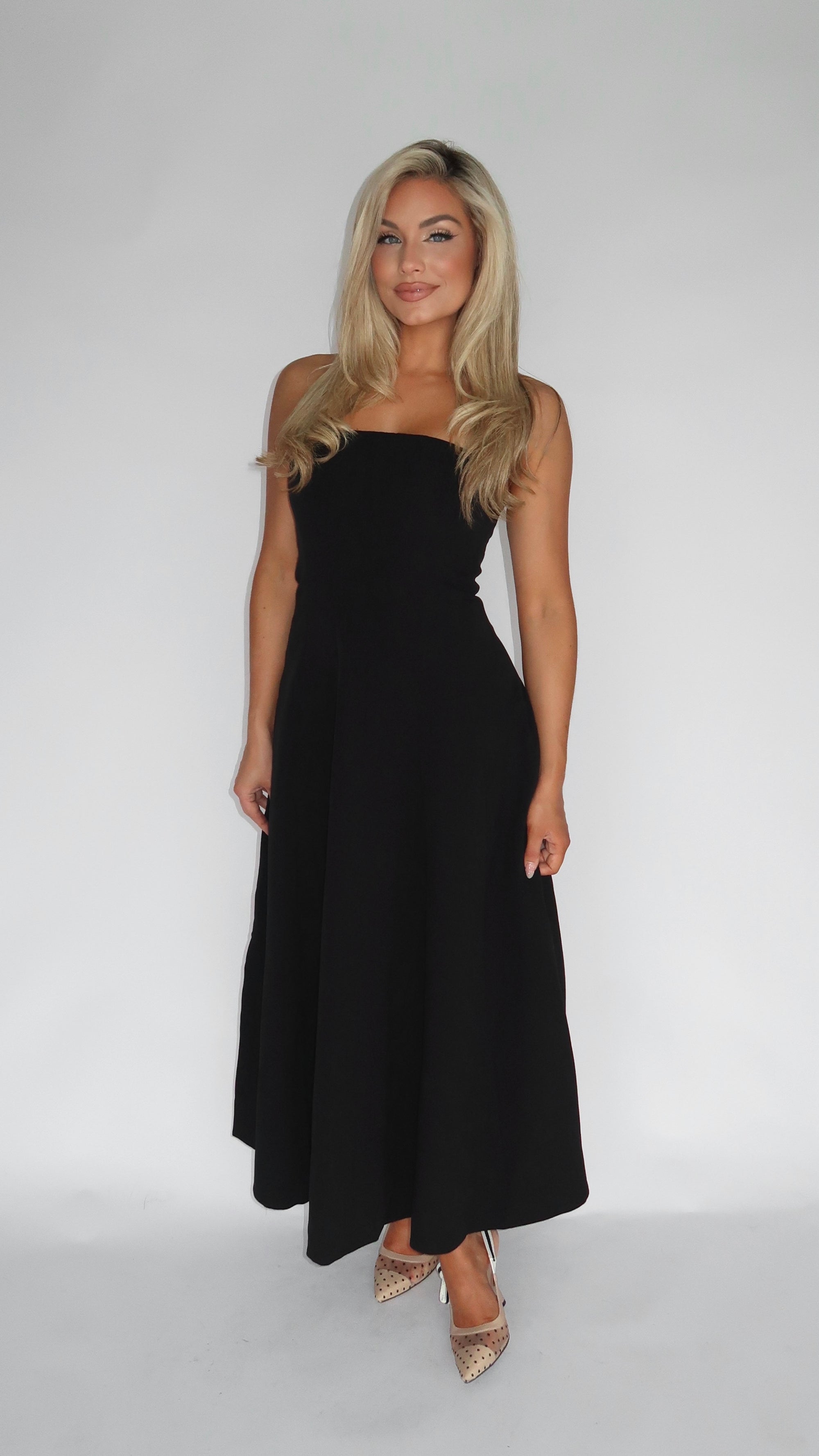 SABLE STRAPLESS MIDI DRESS BLACK